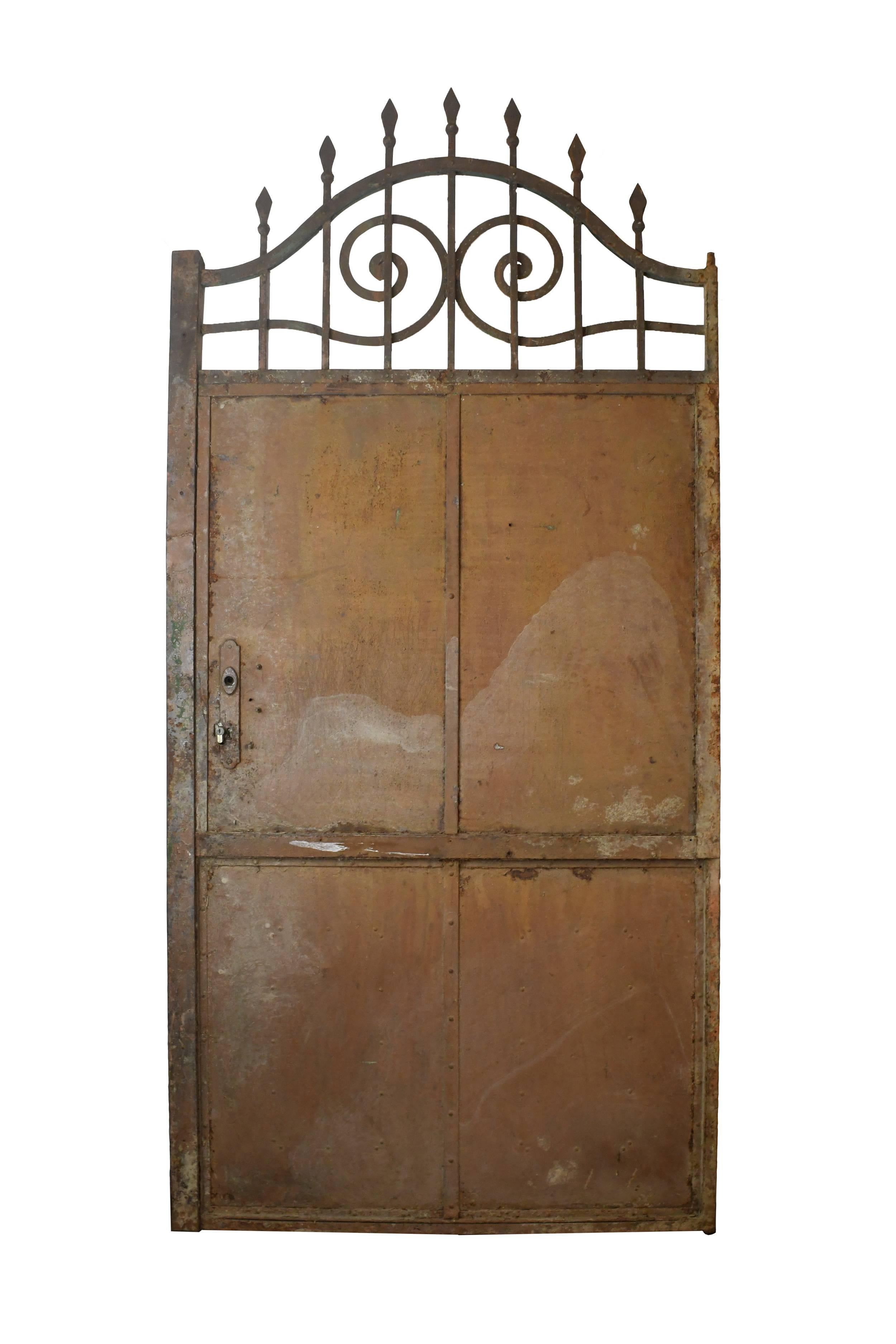 Arched Iron Door with Scrollwork, circa 1900 2