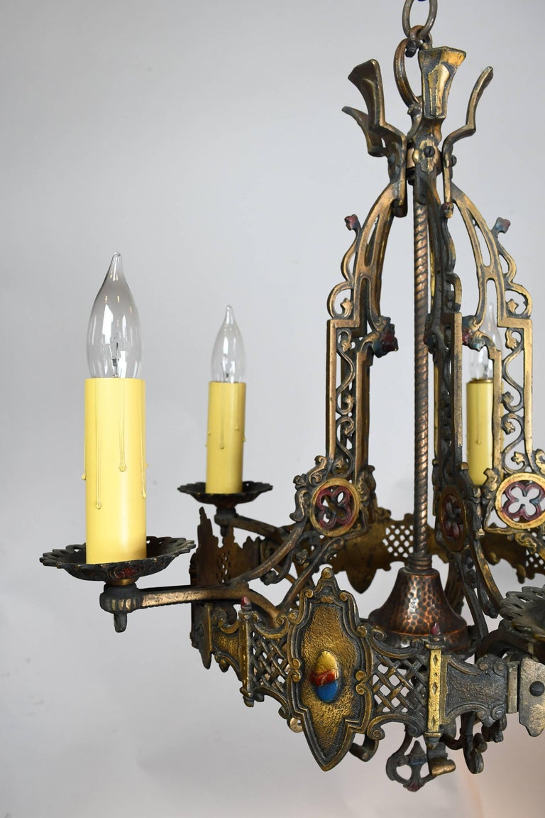 Five Candle Brass Tudor Chandelier For At 1stdibs Five Candle Brass Tudor Chandelier For 1