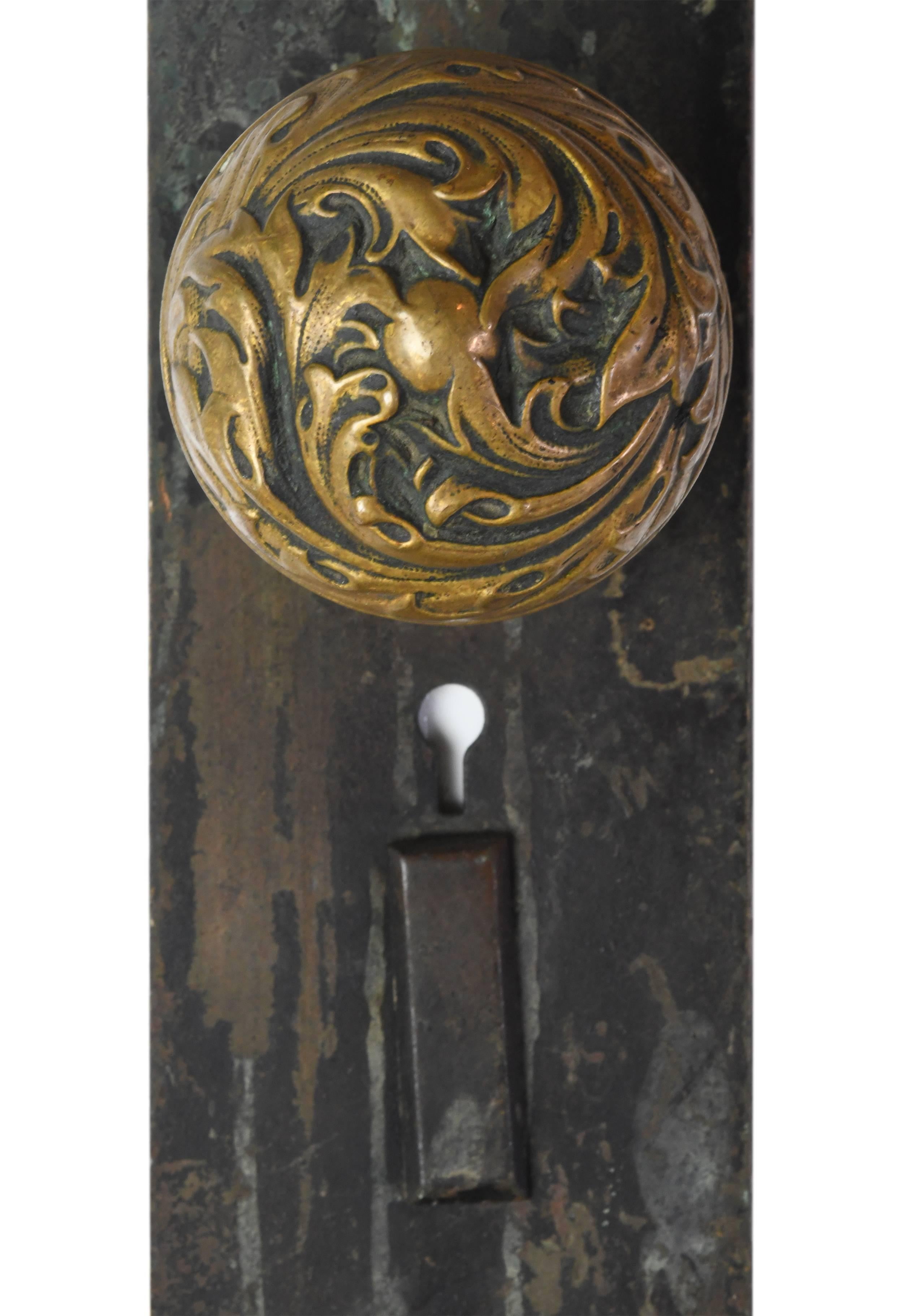 Art Nouveau Cast Brass Corbin 'Florence' Door Hardware Set