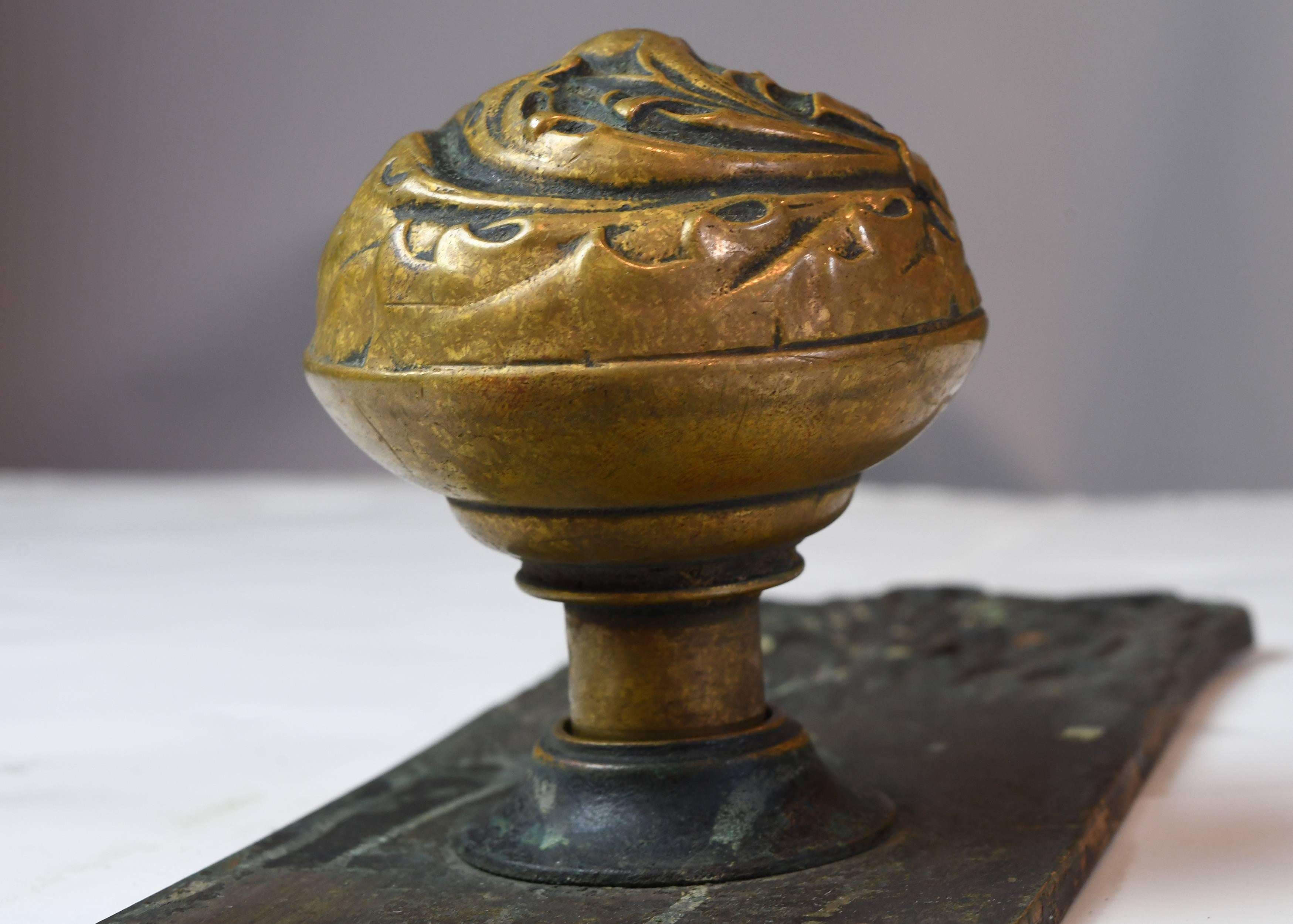 Late 19th Century Cast Brass Corbin 'Florence' Door Hardware Set