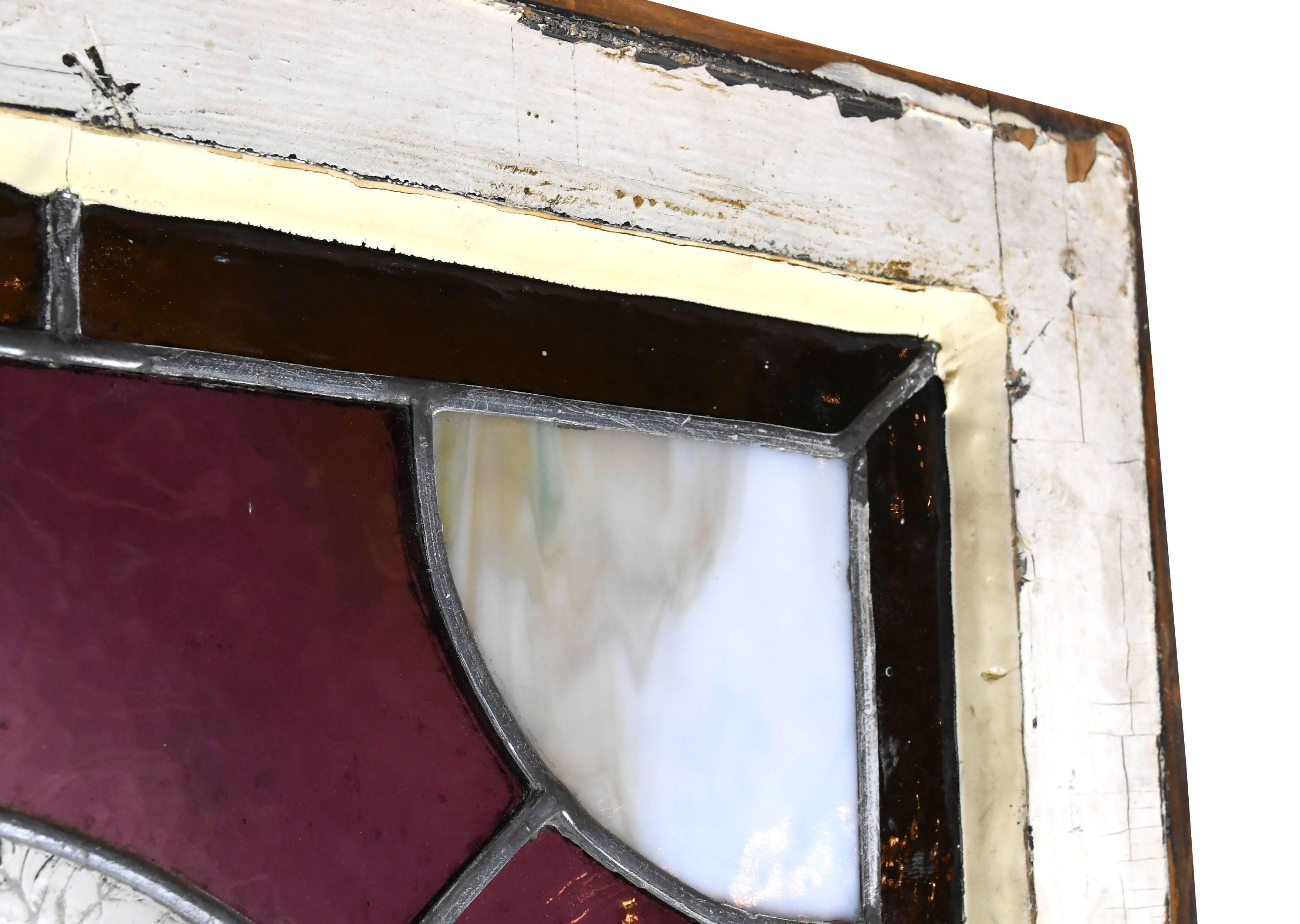Early 20th Century Colorful Victorian Window with Beveled Diamond