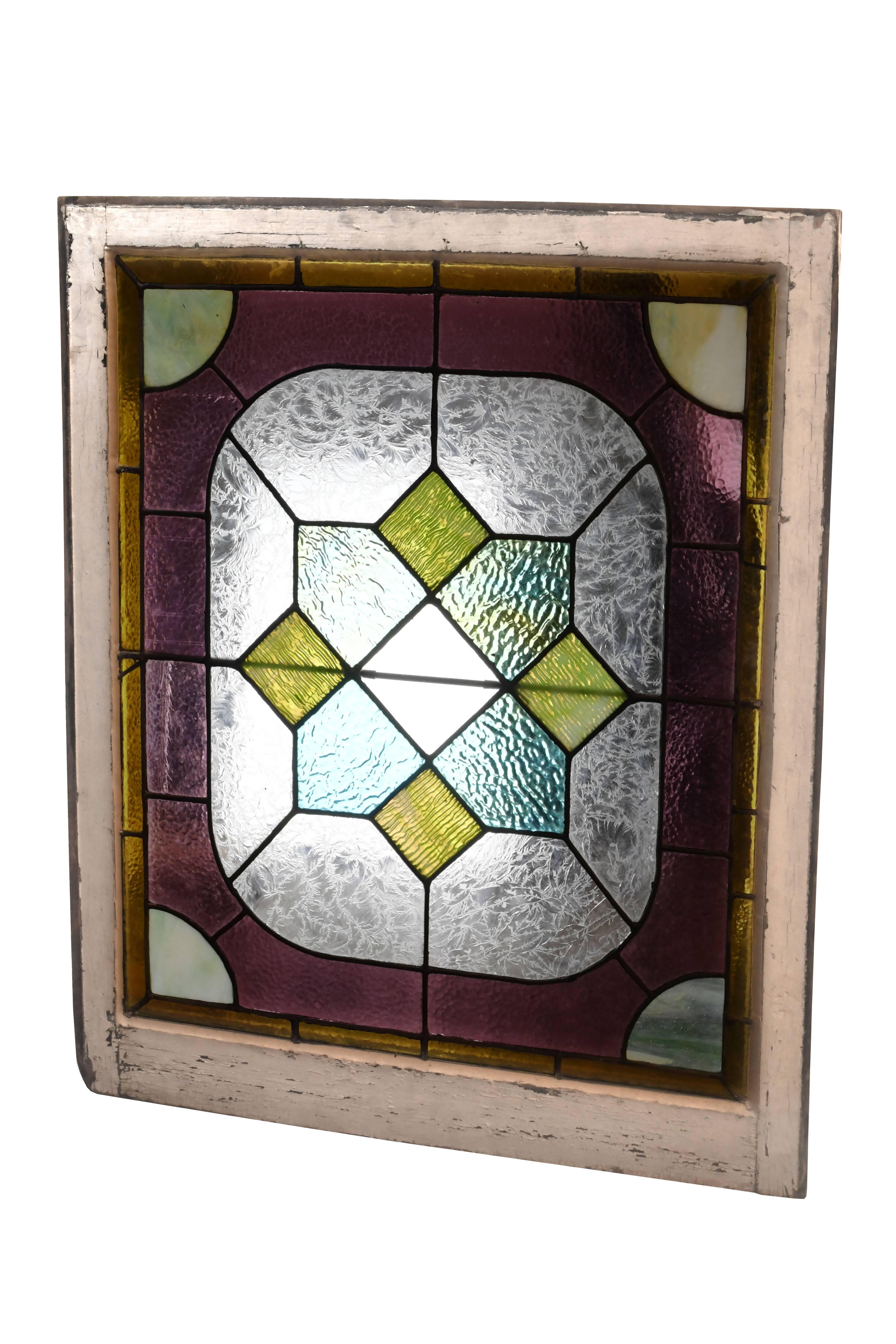 American Colorful Victorian Window with Beveled Diamond