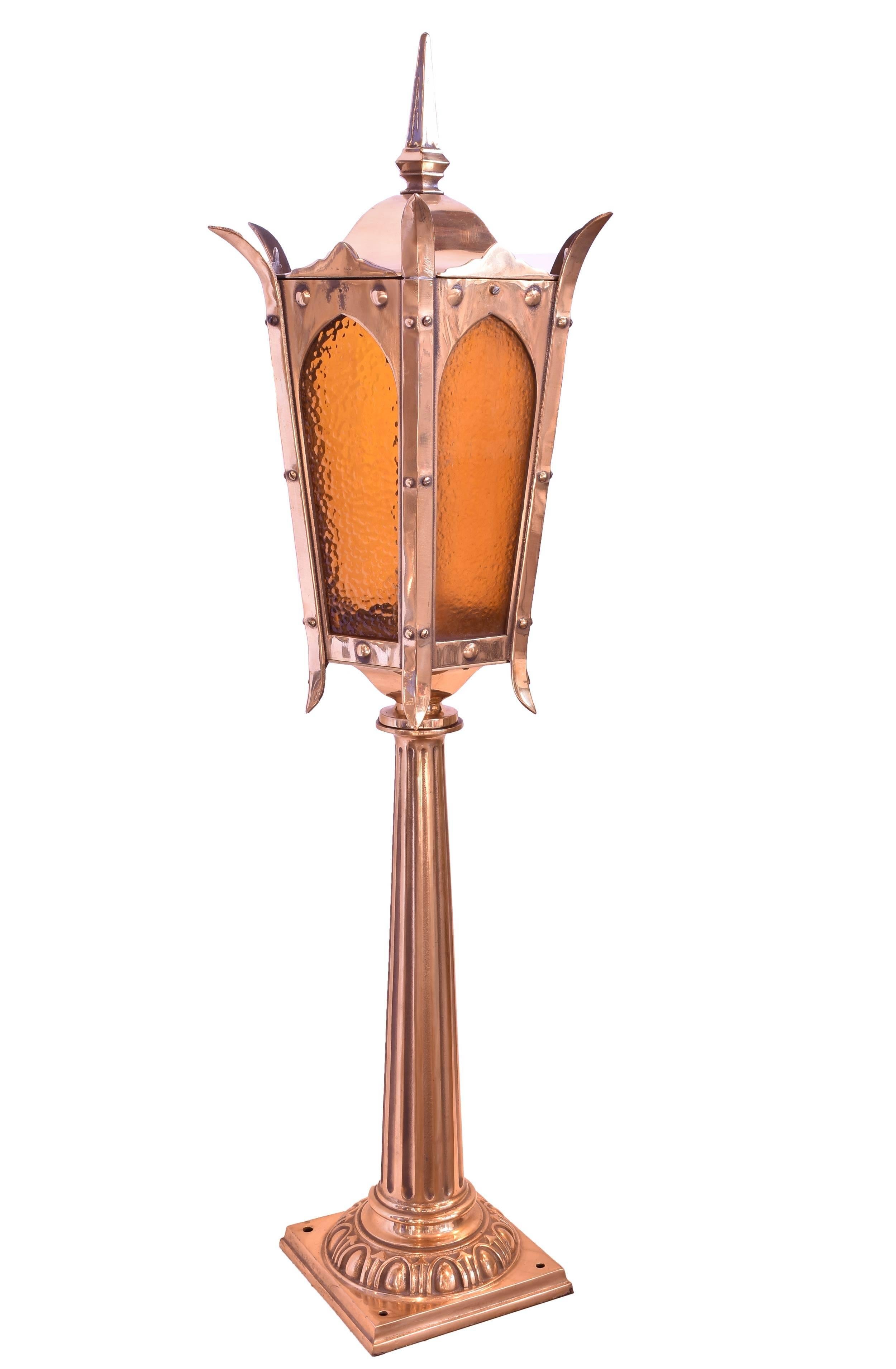 Cast Bronze Amber Lantern with Fluted Post 2