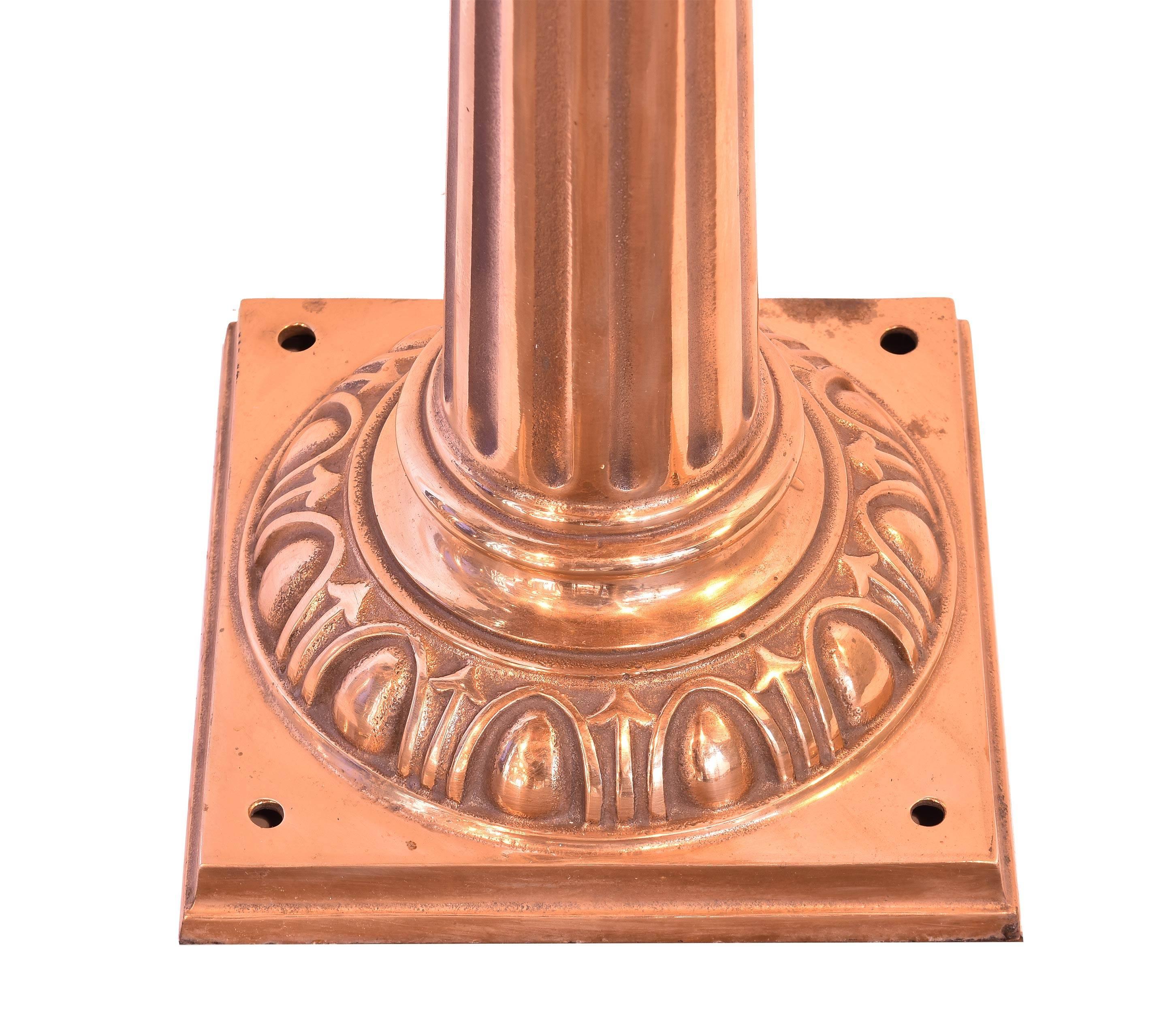 Cast Bronze Amber Lantern with Fluted Post In Excellent Condition In Minneapolis, MN