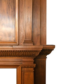 Oversized Ornate Burled Walnut Mantel