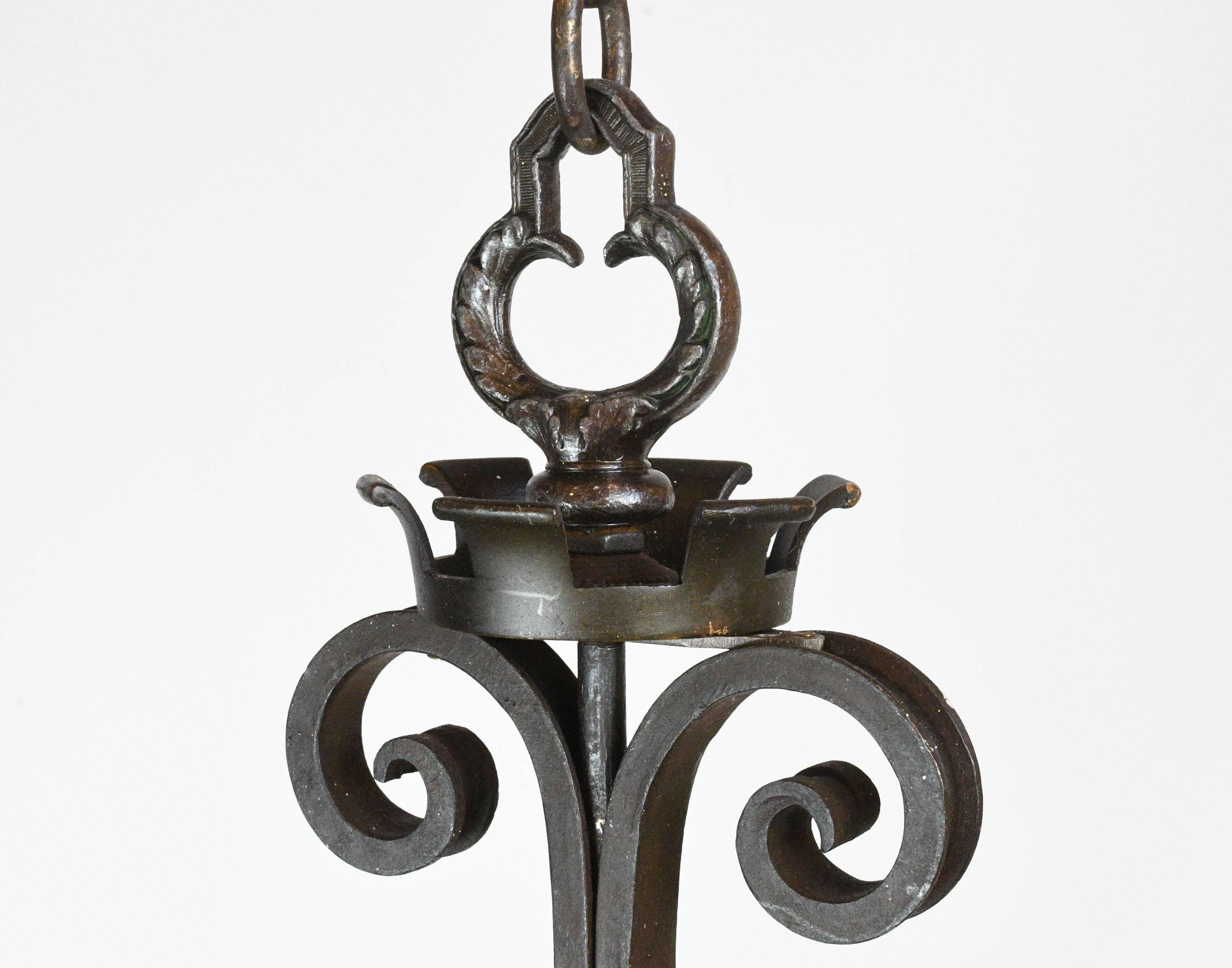 Iron Four Candle Ring Chandelier with Shields 3