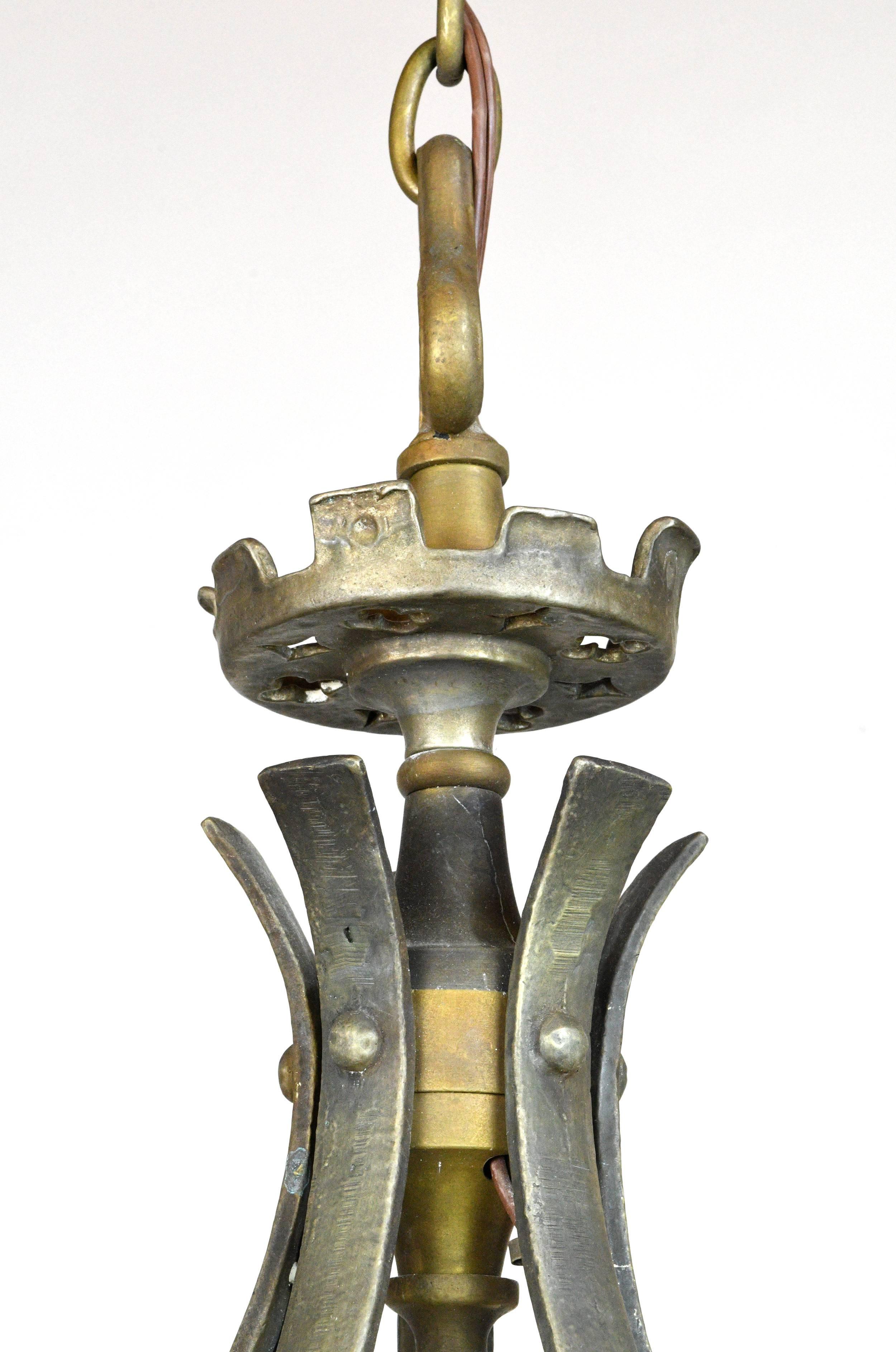 Cast Bronze Five-Candle Tudor Chandelier