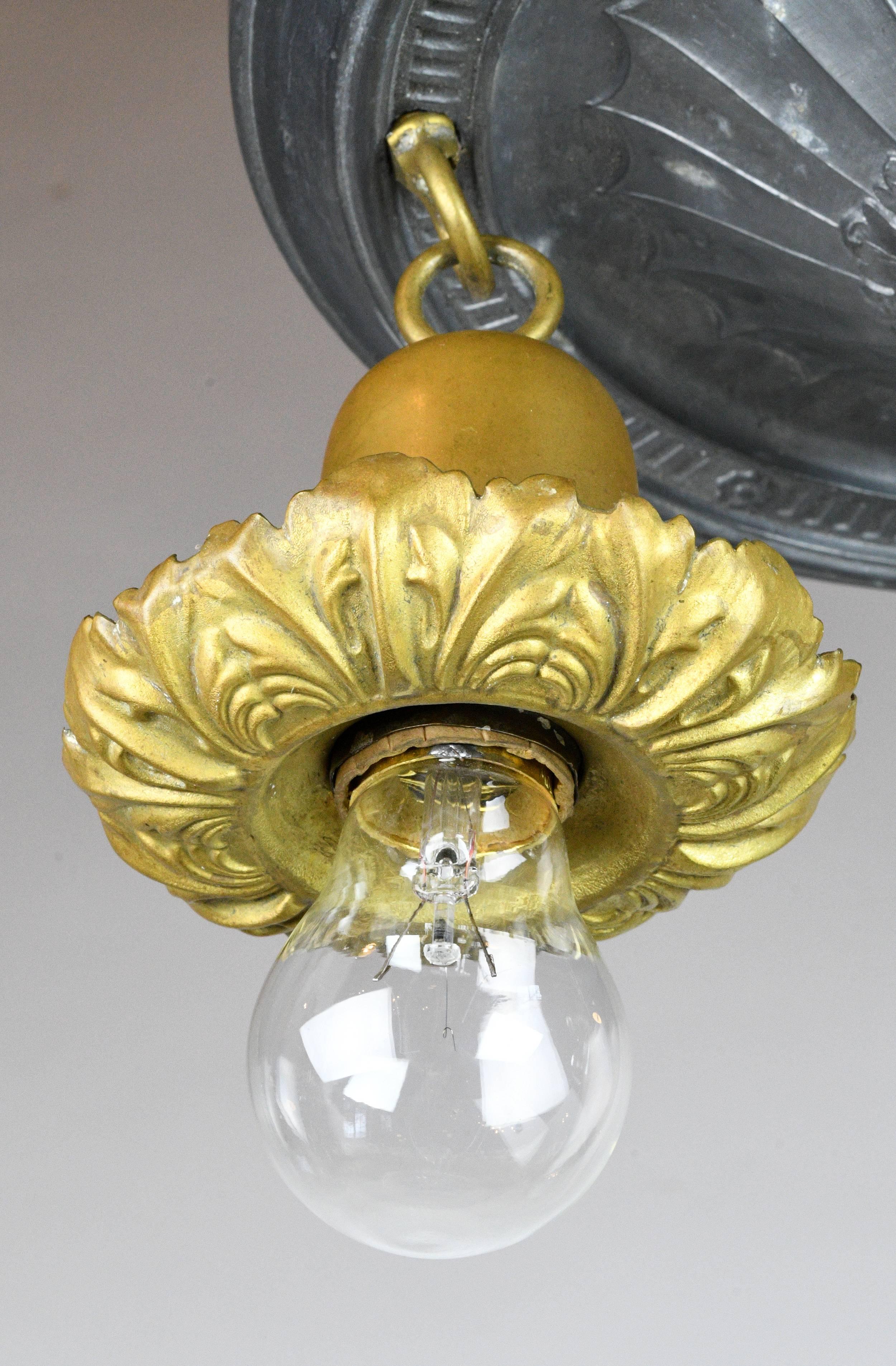 Early 20th Century Two-Light Circular Flush Mount, Four Available