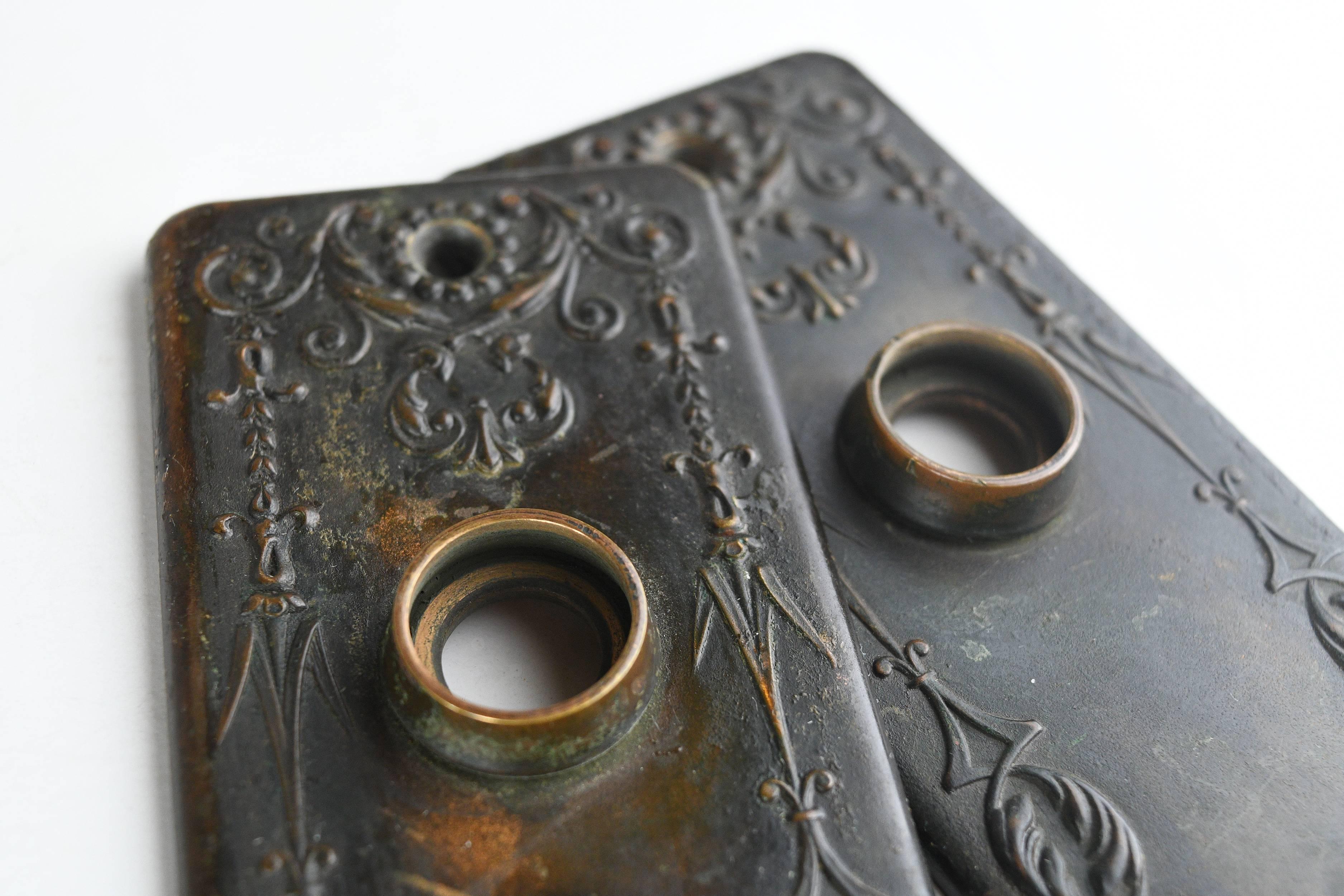 Late 19th Century Art Nouveau Brass Door Hardware Set