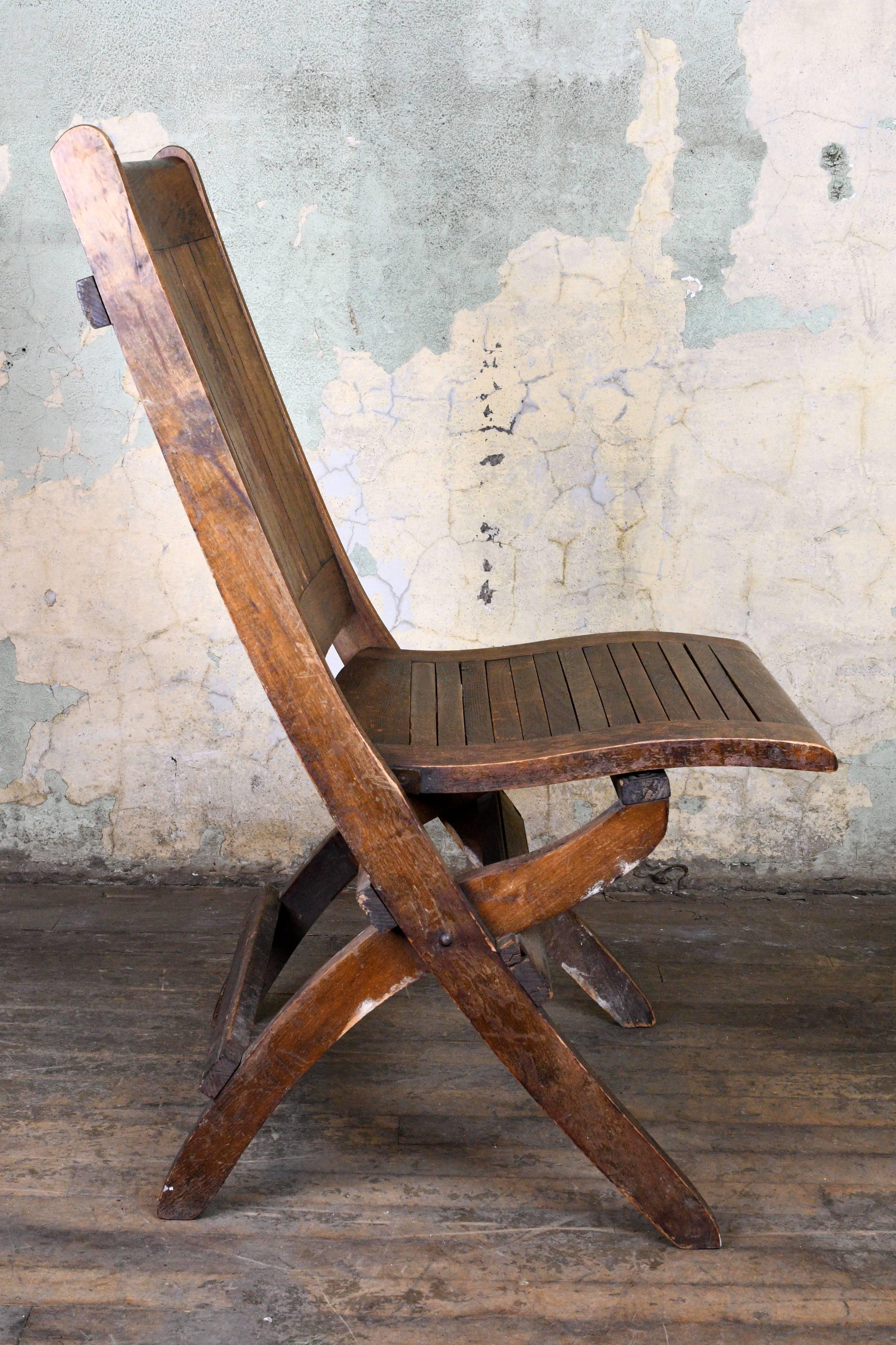 Early 20th Century Wood Slat Folding Chair - multiple available