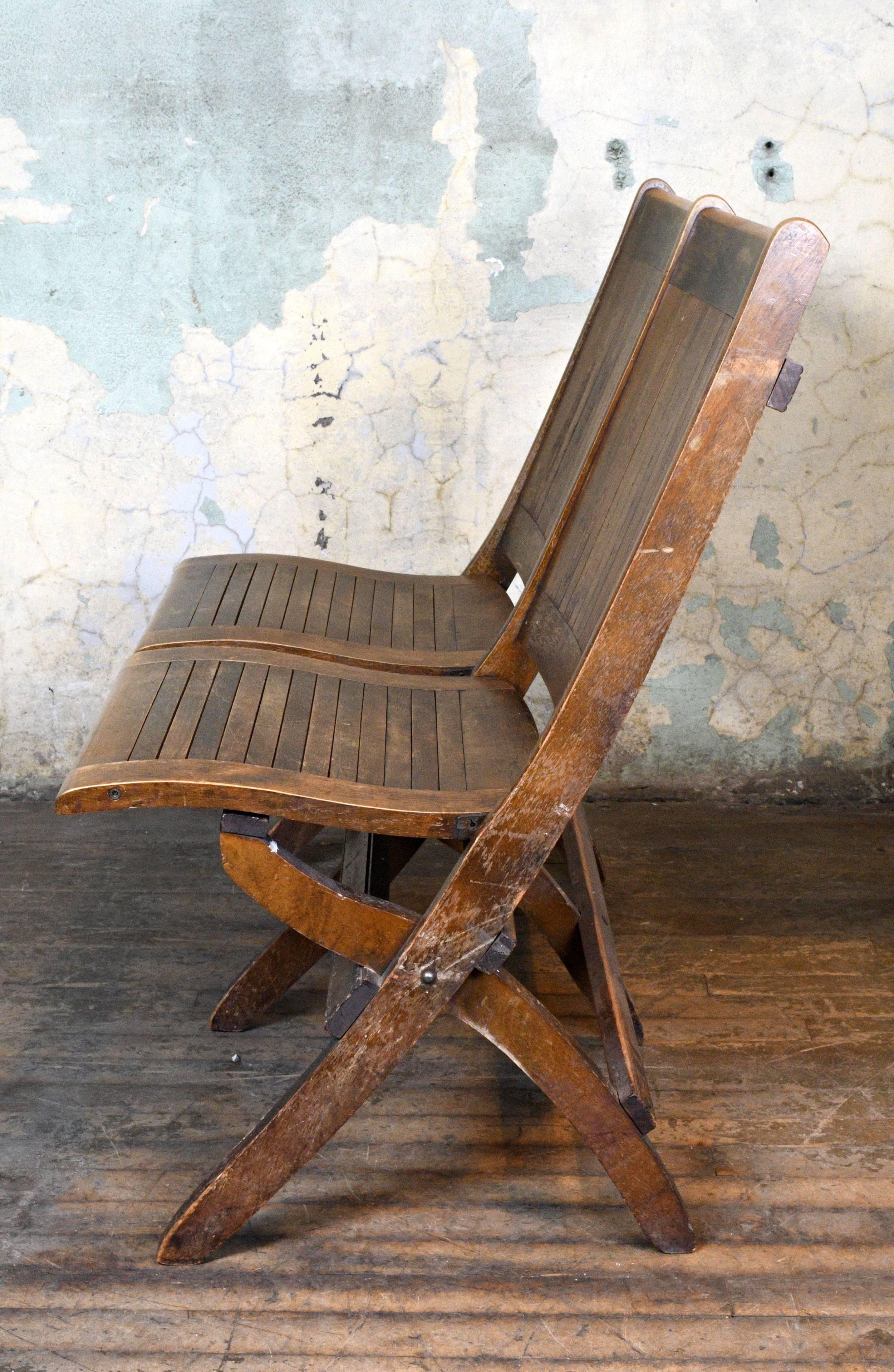 Wood Slat Double Folding Chair at 1stDibs antique double wooden