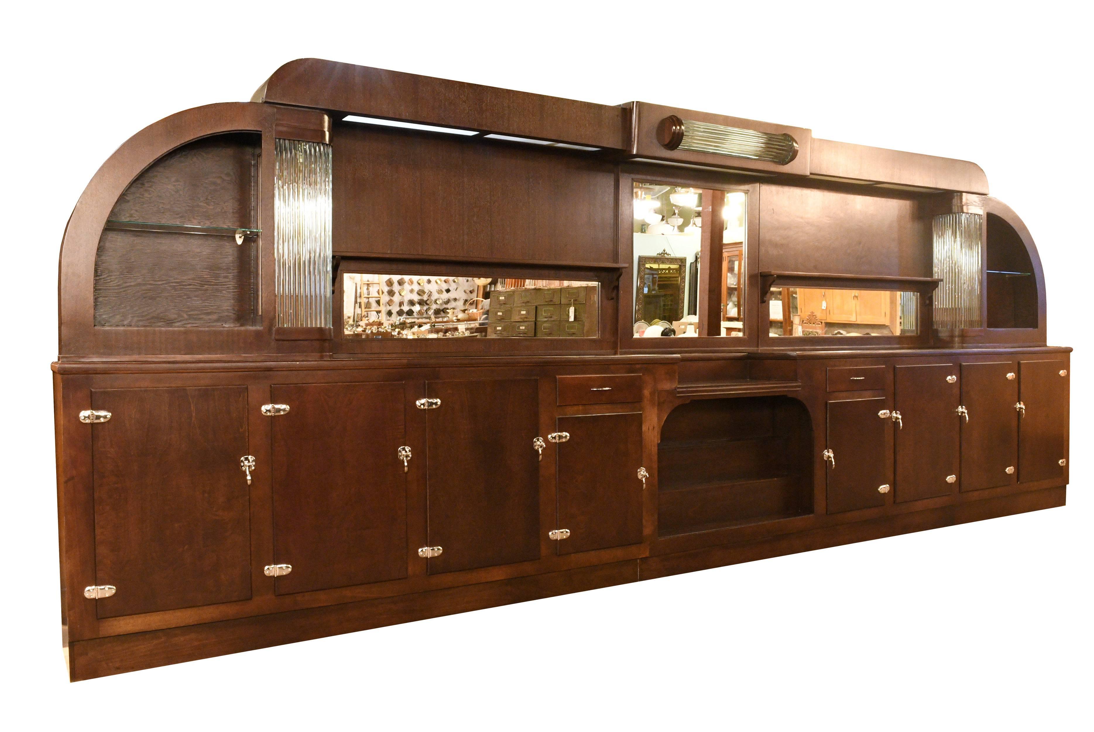 Veneer 1930s Art Deco Bar with Glass Rods