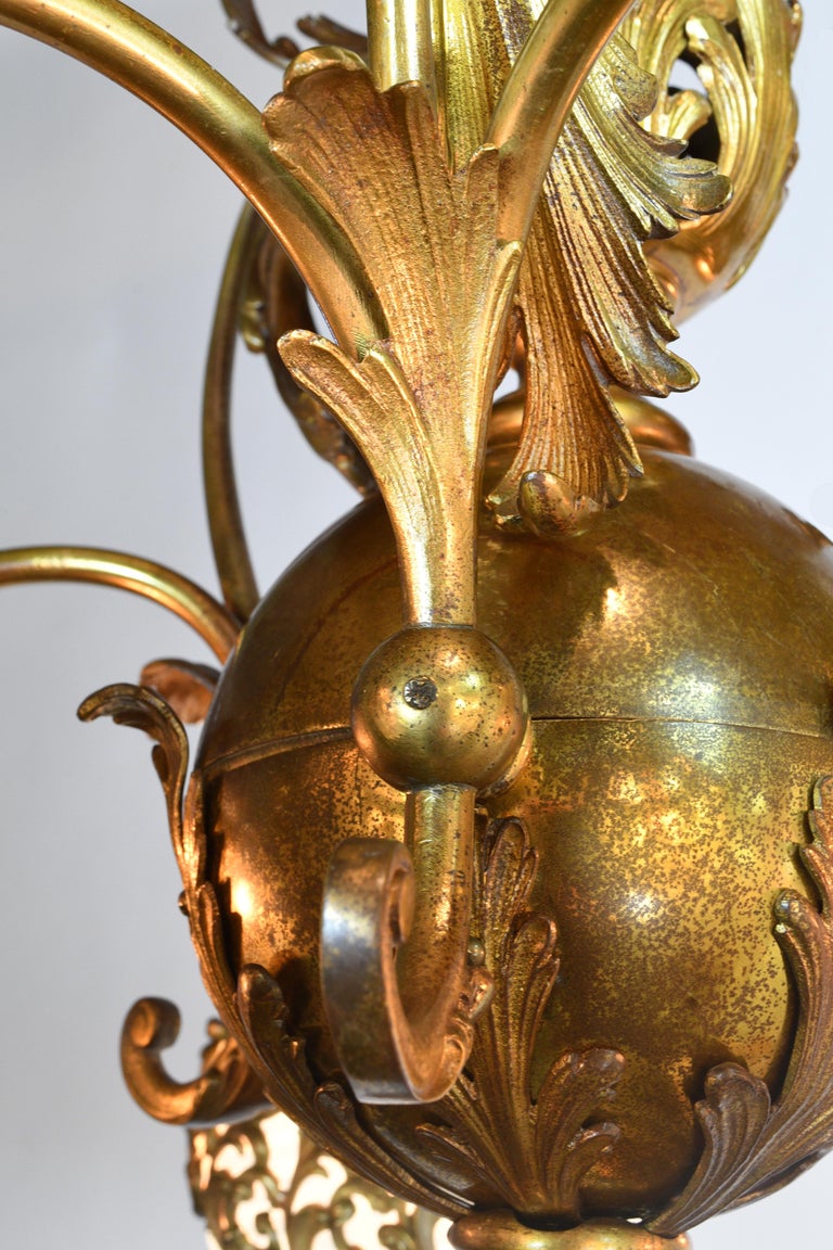 Early American Brass Chandelier With Vaseline Glass At 1stdibs Early American Brass Chandelier With Vaseline Glass In Excellent Condition For Minneapolis Mn