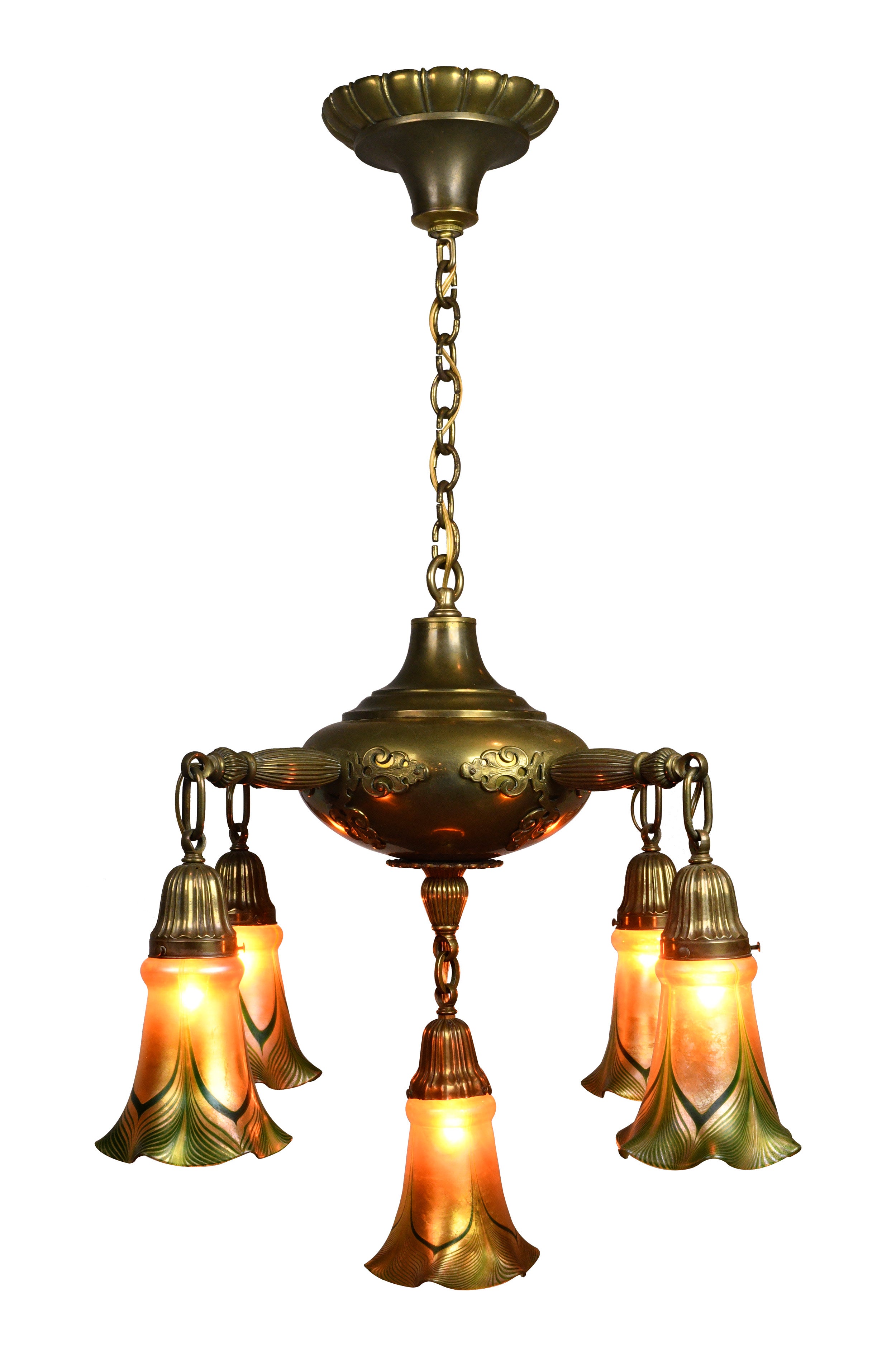 Five Arm Brass Chandelier Hurricane Glass Shades Five Arm Brass Chandelier Hurricane Glass Shades