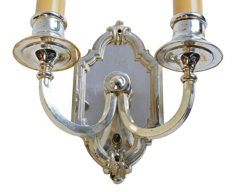 Silver Plated Two-Candle Wall Sconce, circa 1915 at 1stdibs
