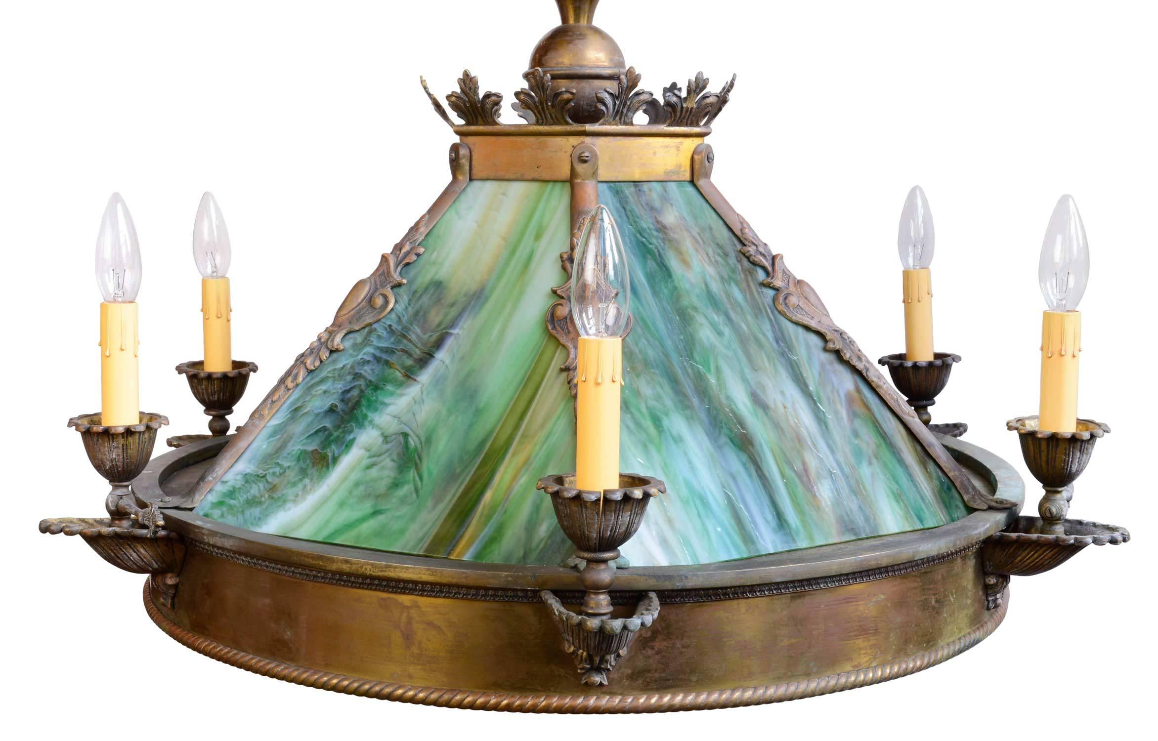 American Late 19th Century Arts and Crafts Gas or Electric Dome Fixture  