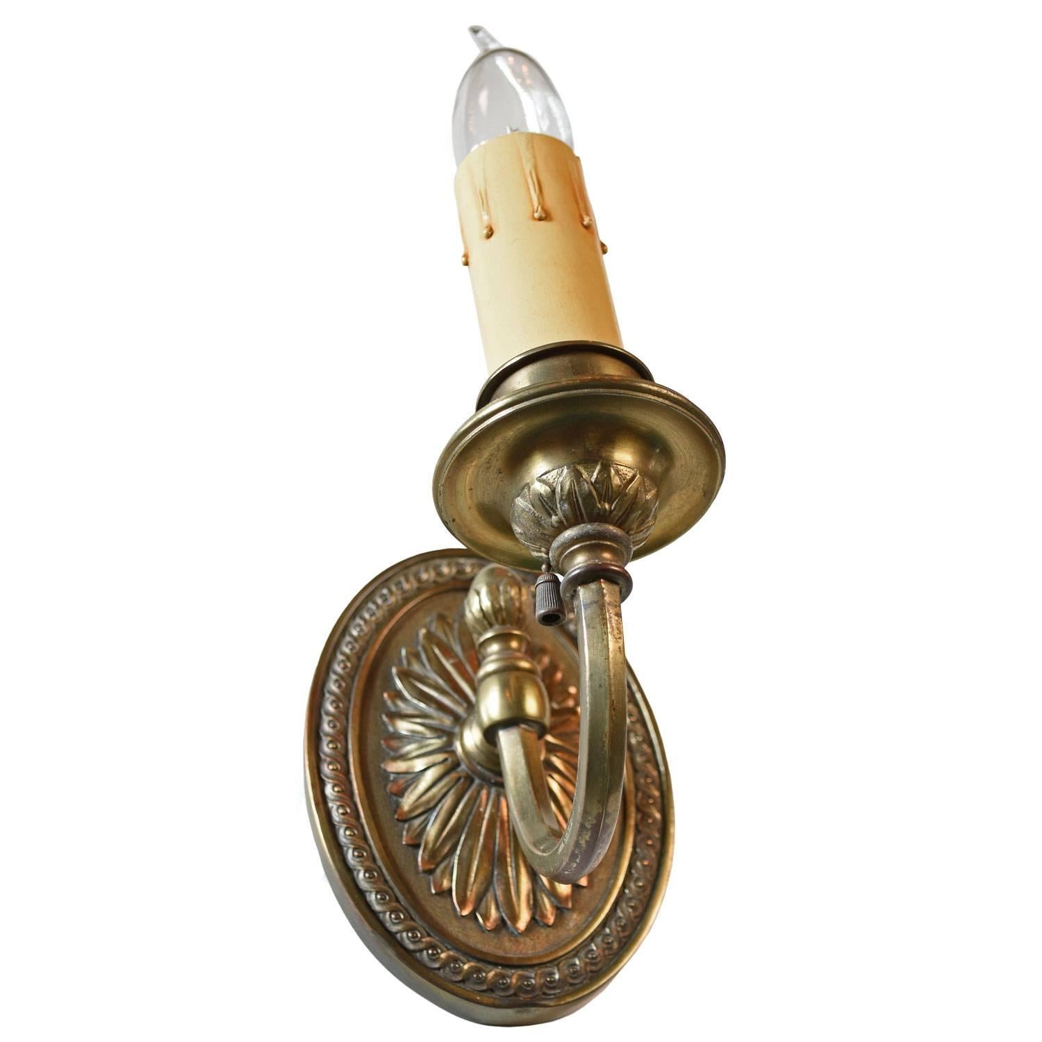 American 1920s Federal Sterling Bronze Single Candle Sconce Suite