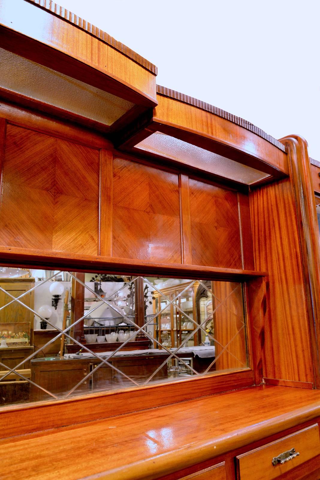 Original 1920s Mahogany Art Deco Front and Back Bar  In Excellent Condition In Minneapolis, MN