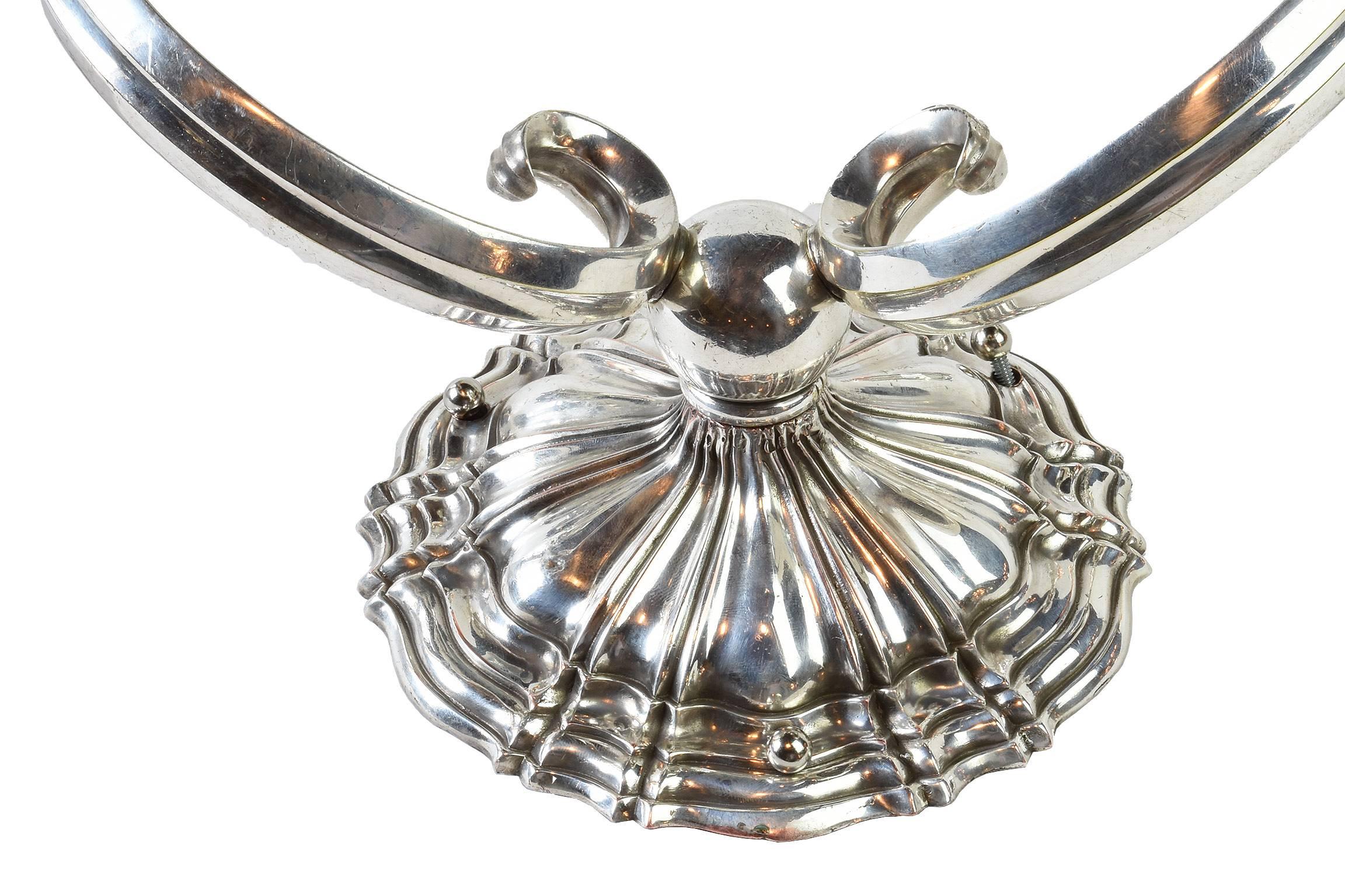American Magnificent EF Caldwell Silver over Bronze Two-Arm Sconce Pair