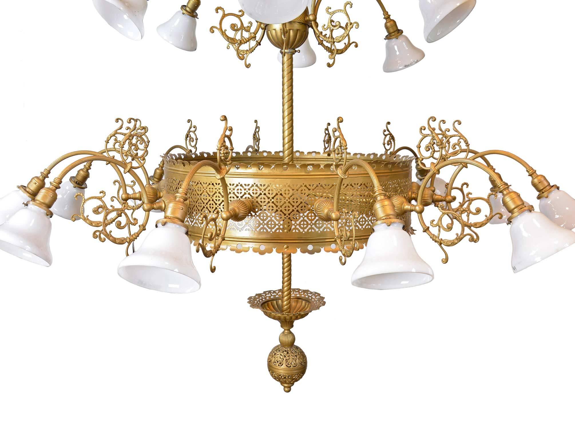 Extravagant Multi-Tiered Gothic Chandelier with Original Glass In Good Condition For Sale In Minneapolis, MN