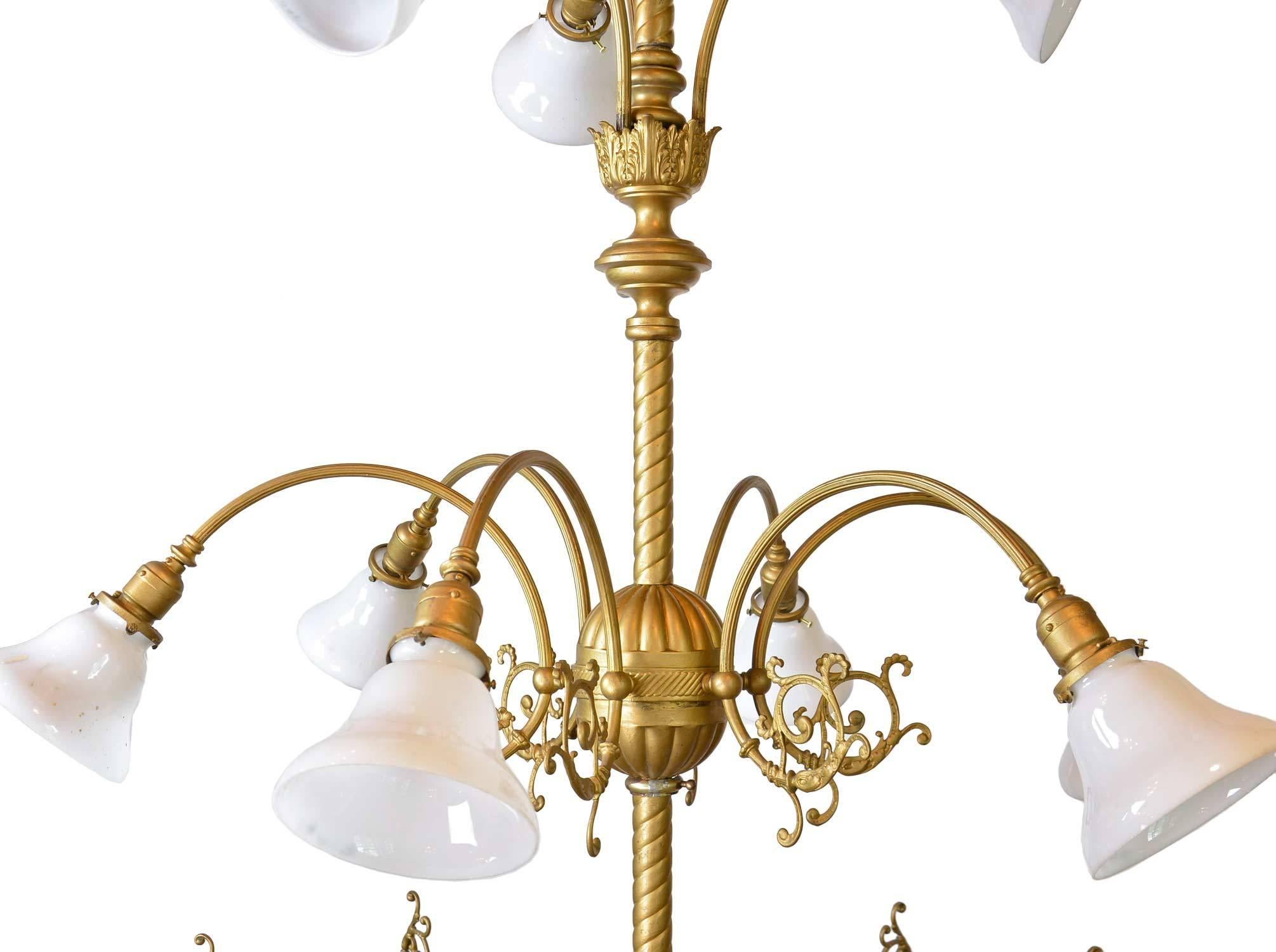 20th Century Extravagant Multi-Tiered Gothic Chandelier with Original Glass For Sale