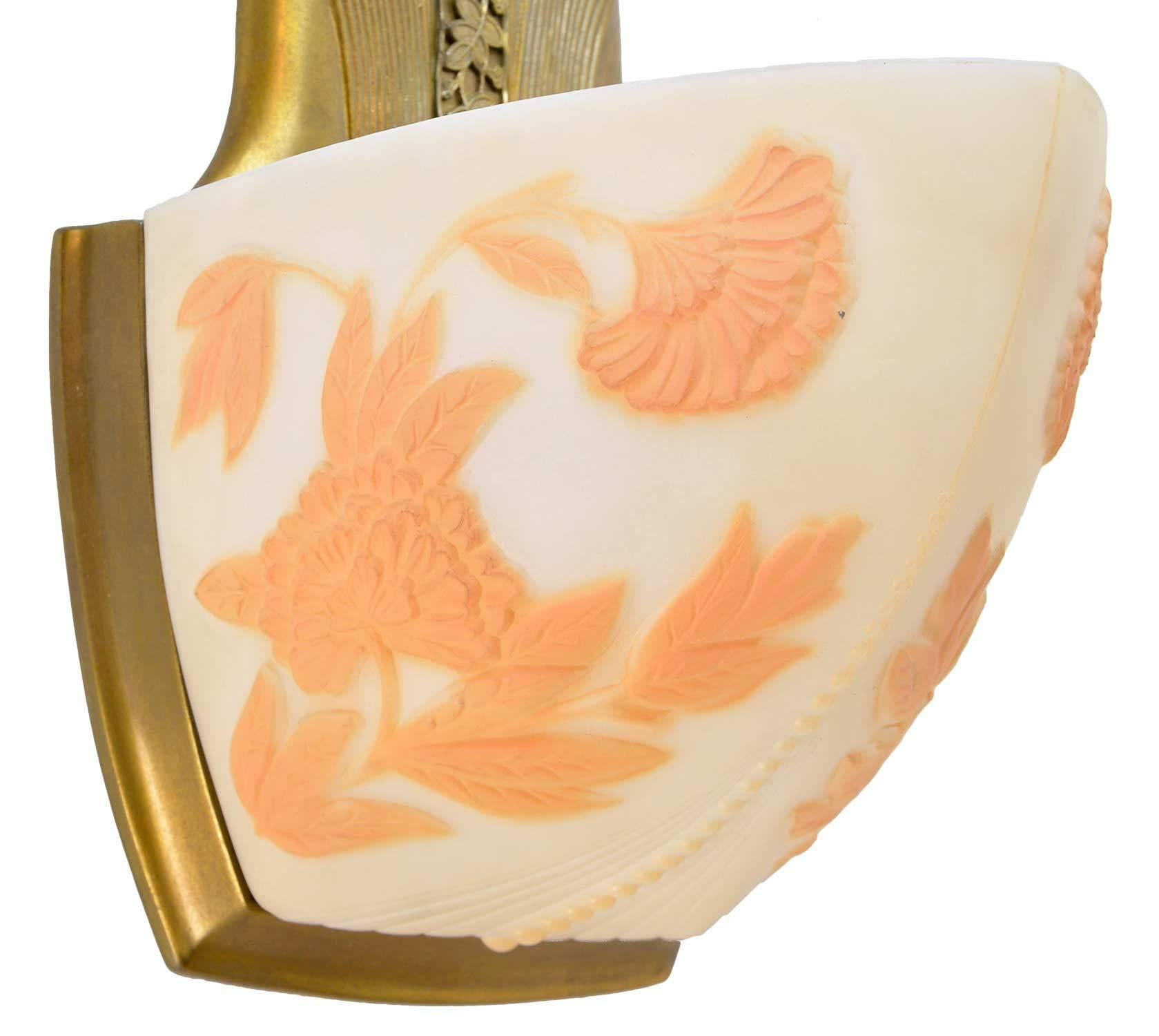 Art Deco Rare 1930s Moe Bridges-Consolidated Cameo Sconce, Set of Four