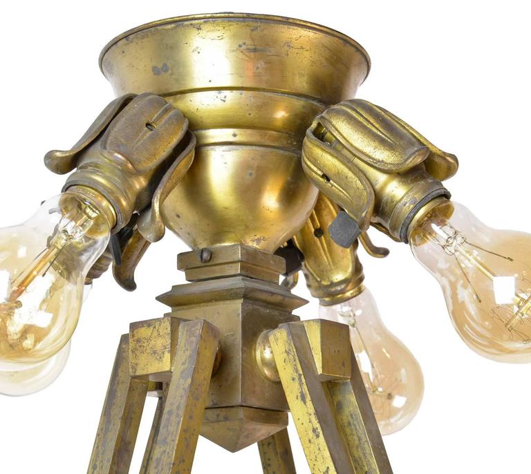 Large Cast Brass Mission Chandelier at 1stdibs