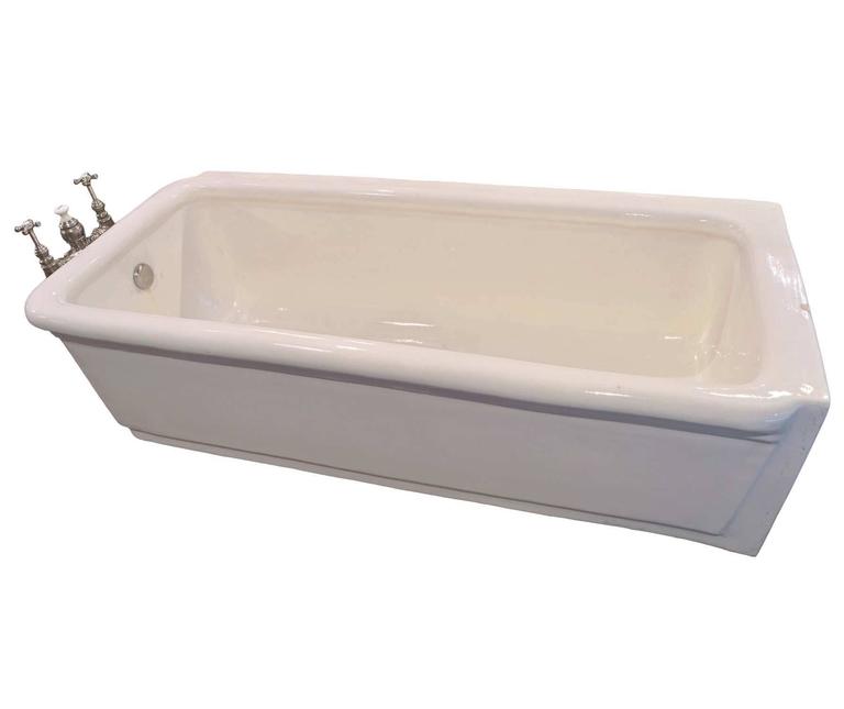 Pristine Porcelain Bathtub with Original NickelPlated Hardware at 1stDibs