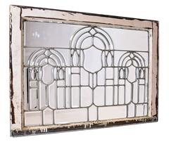 Turn-of-the-Century Beveled Glass Window with Arches