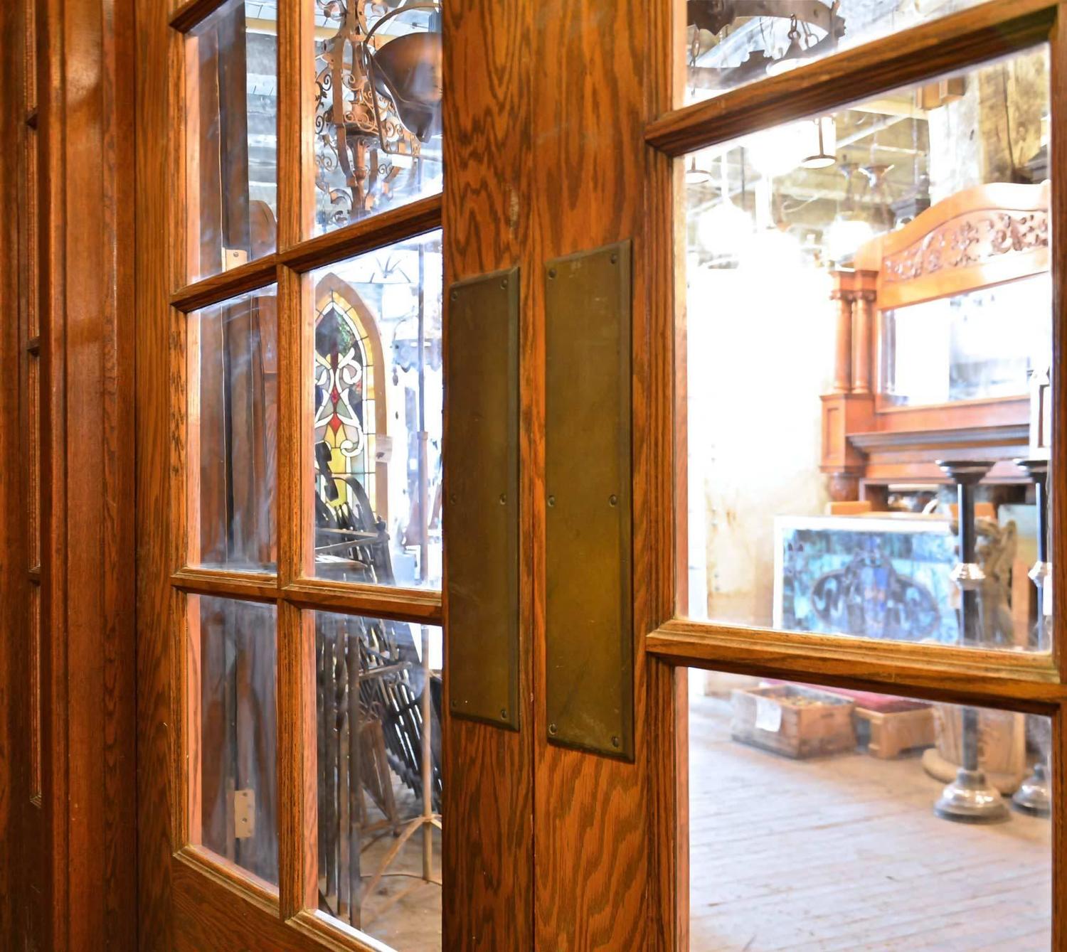 1339 #7A3E12 Beautiful Oak Double Door Set With Transom And Sidelights At 1stdibs image Exterior Doors With Sidelights And Transoms 39031500