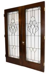 Arts and Crafts Beveled Glass French Door Set