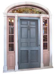 Complete Walnut Entry Door and Paneled Vestibule, circa 1915