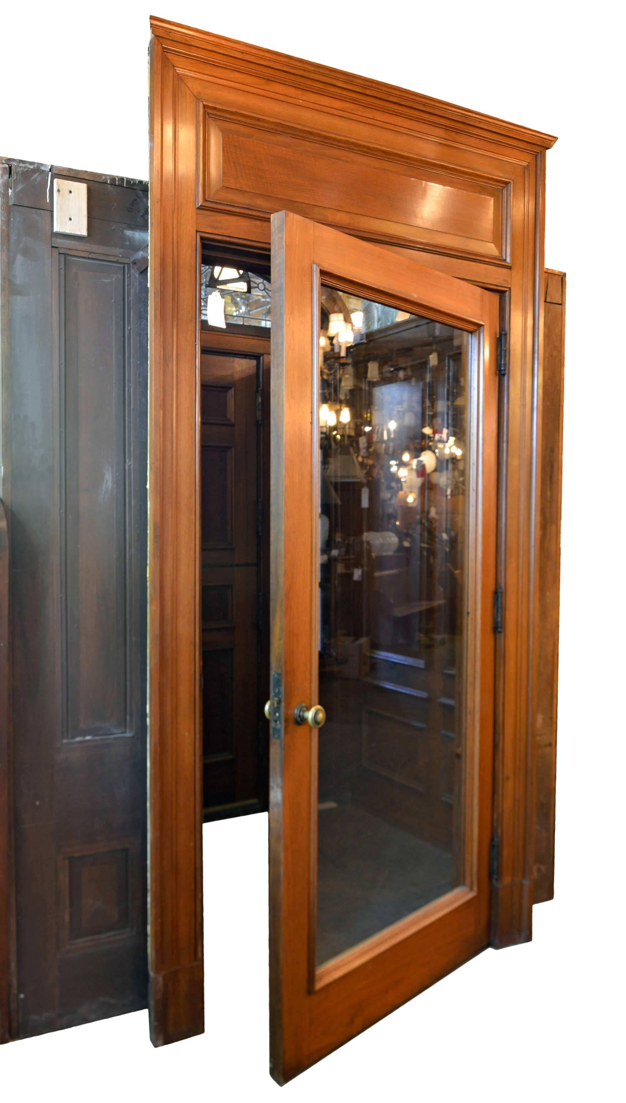 American Complete Walnut Entry Door and Paneled Vestibule, circa 1915