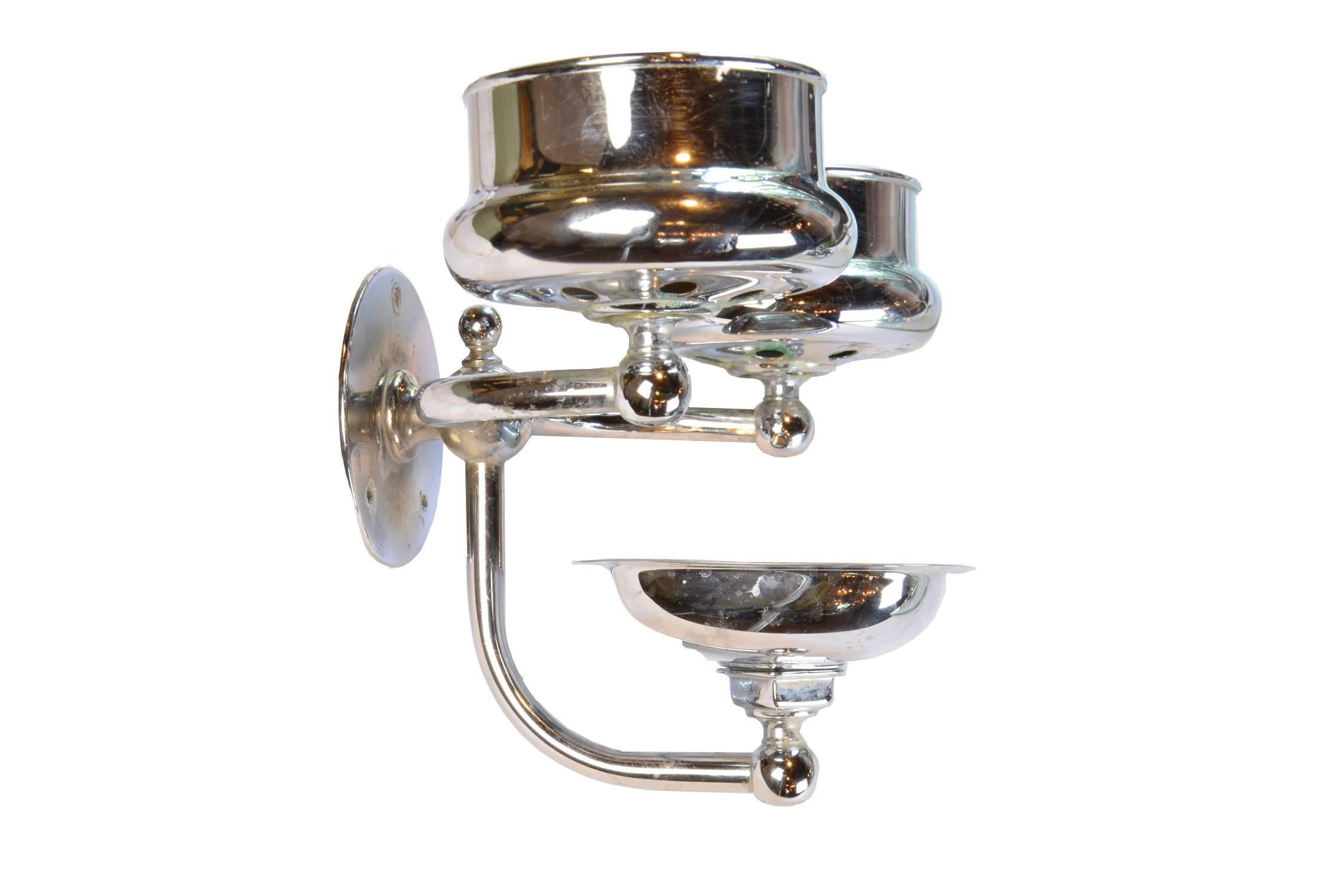 American Early 20th Century Nickel-Plated Soap Dish and Cup Holder