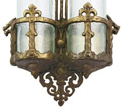 Tudor Style Two-Shade Sconce with Glue Chip Glass, circa 1920