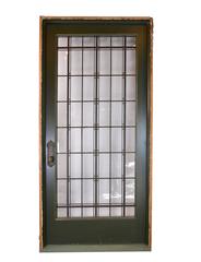 Tudor Leaded Glass Entry Door with Original Antwerp Lion Knob Set, circa 1915
