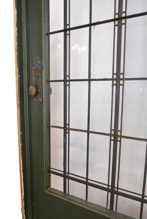 Tudor Leaded Glass Entry Door with Original Antwerp Lion Knob Set, circa 1915 at 1stDibs