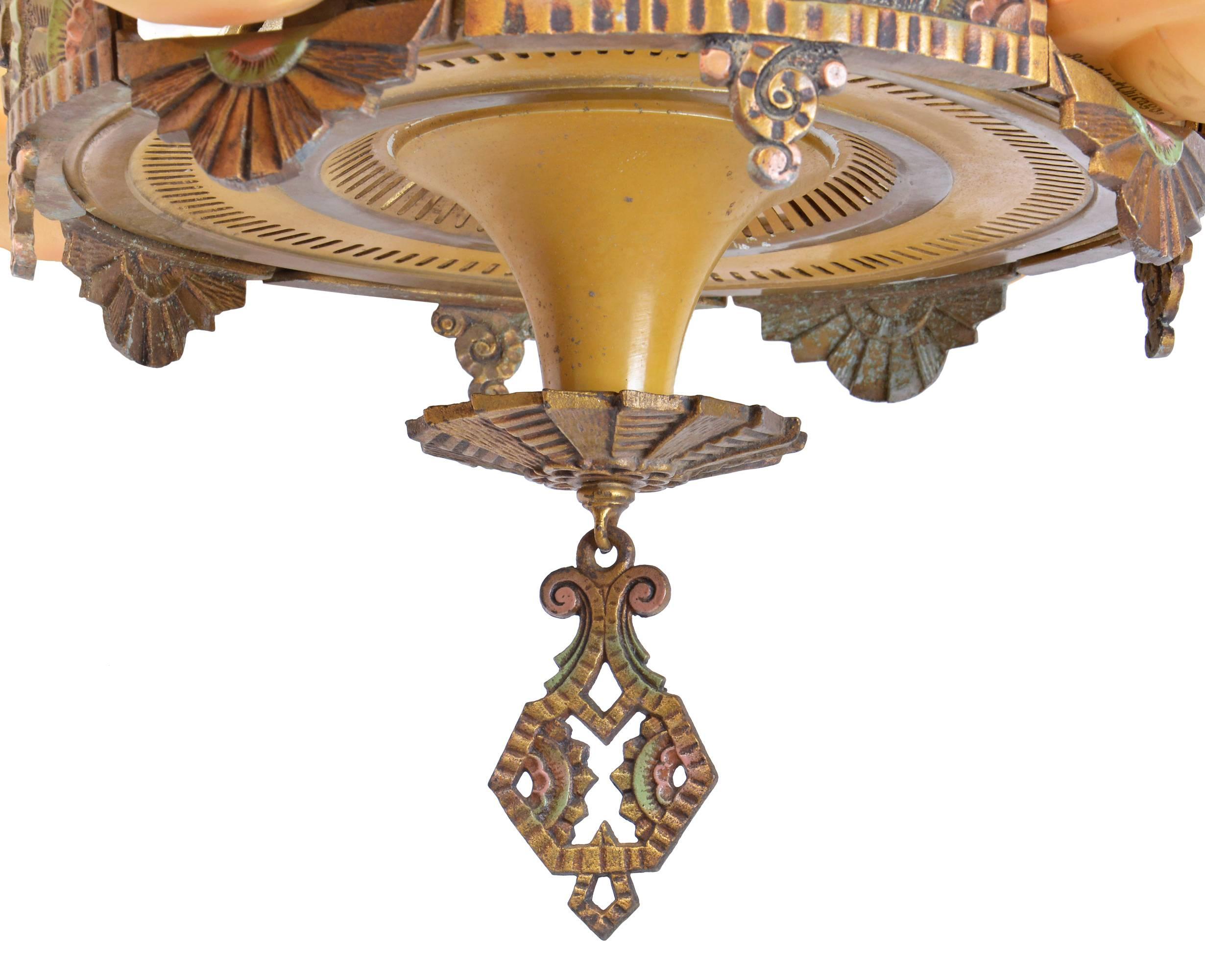 antique slip shade chandelier