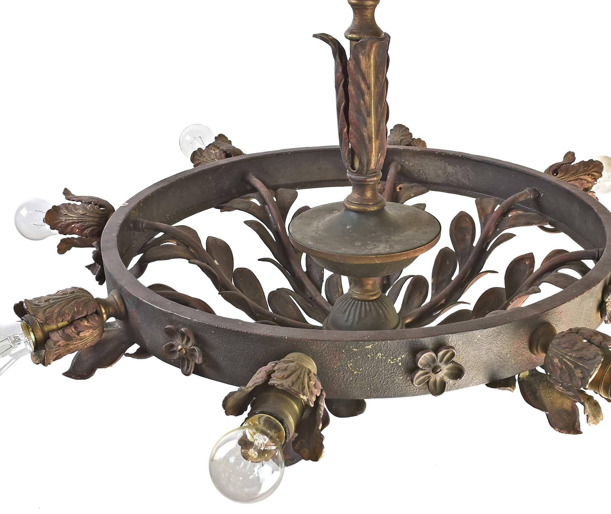 Spanish Colonial Early American Iron and Brass Theatre Fixture
