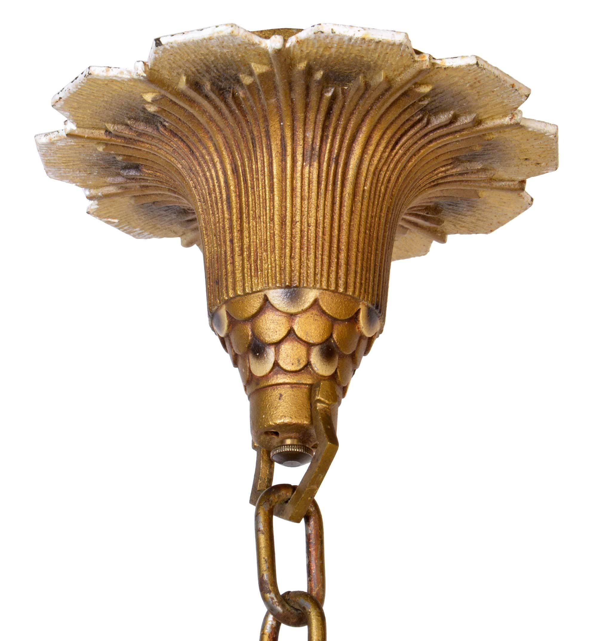 American Williamson/Beardslee Art Deco Slipper Shade Chandelier, circa 1928