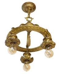 Ornate Cast Brass Beaux Arts Fixture, circa 1915