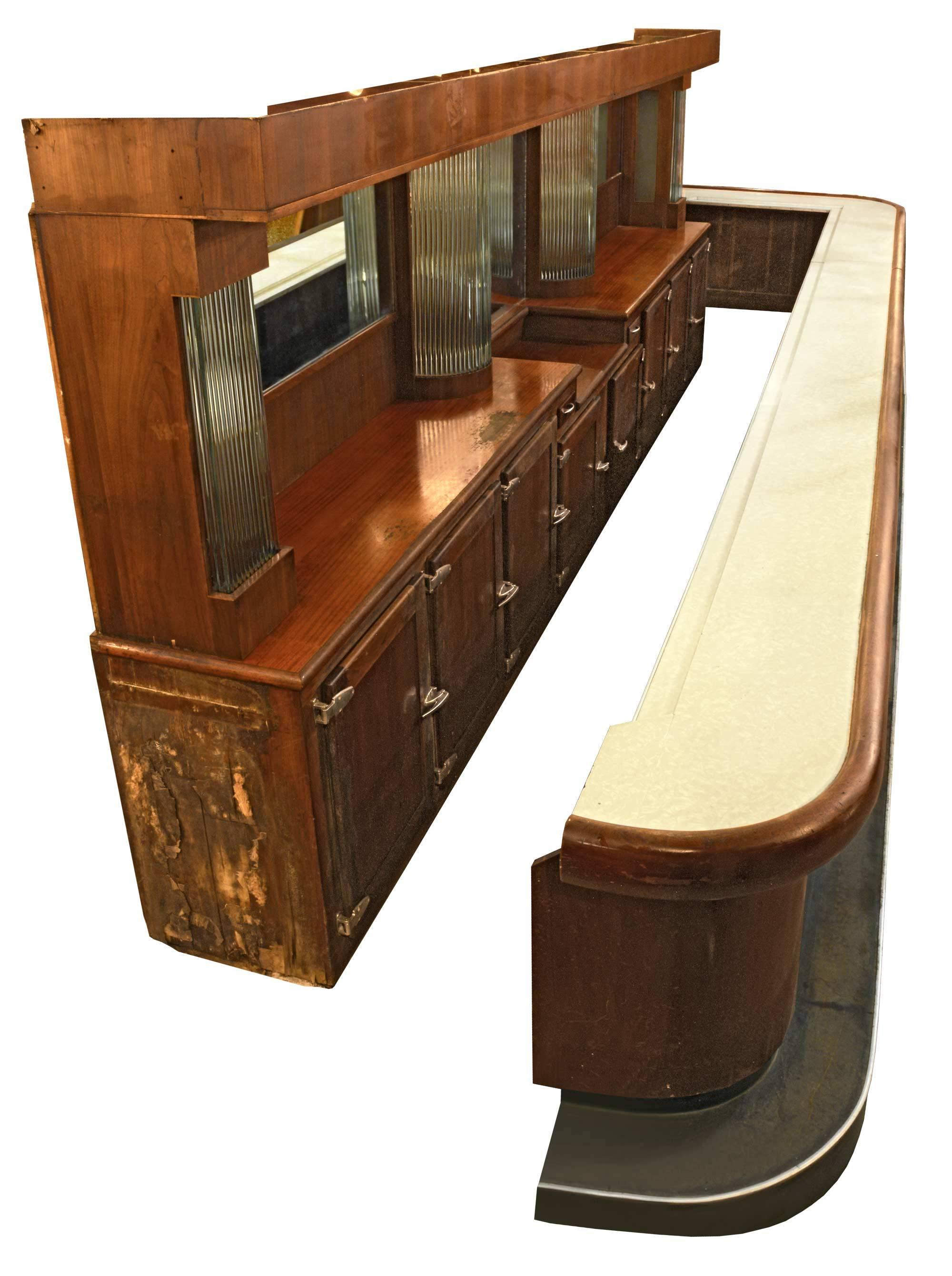 Art Deco Mahogany Bar with Glass Rods, circa 1935 In Excellent Condition In Minneapolis, MN