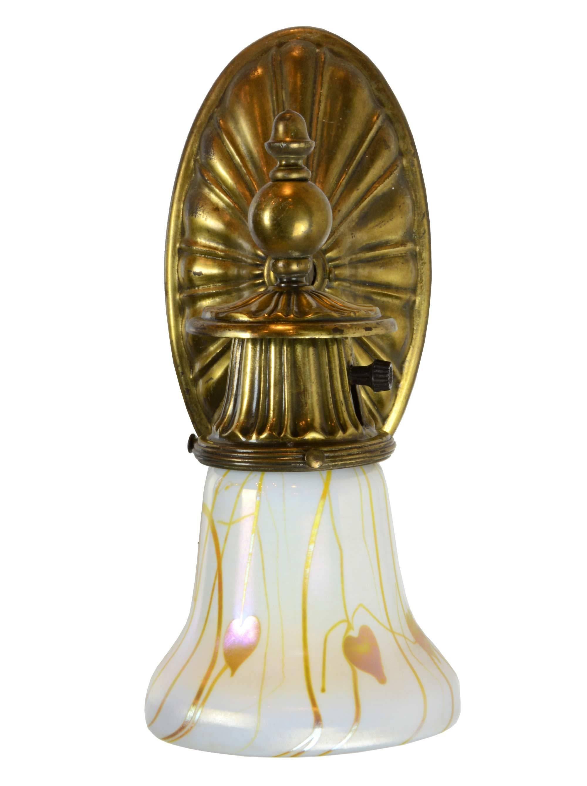 American Brass Sheffield Sconce with Shade, circa 1915