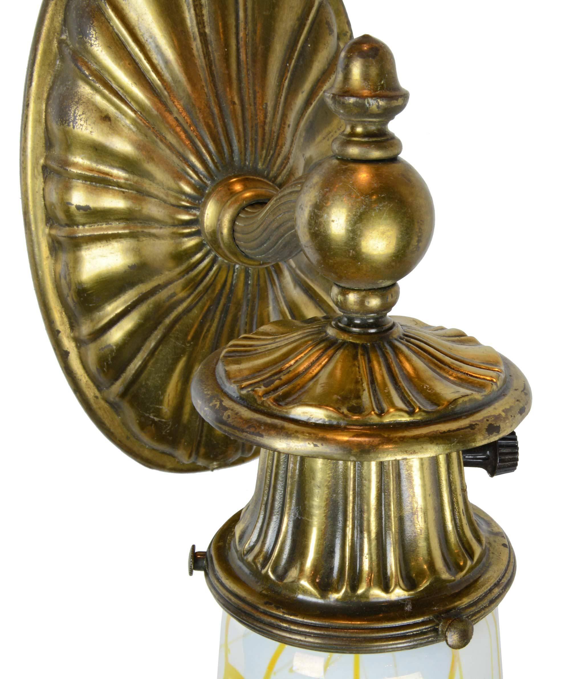 Early 20th Century Brass Sheffield Sconce with Shade, circa 1915