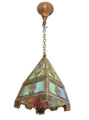 Silver Plated Prairie School Pendant Attributed to Bradley and Hubbard