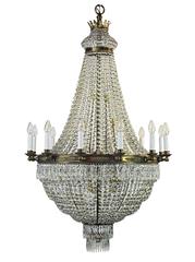 Large Waterfall Crystal Chandelier, circa 1915
