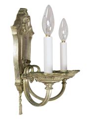 Silver Plated Two-Arm Colonial Revival Sconces