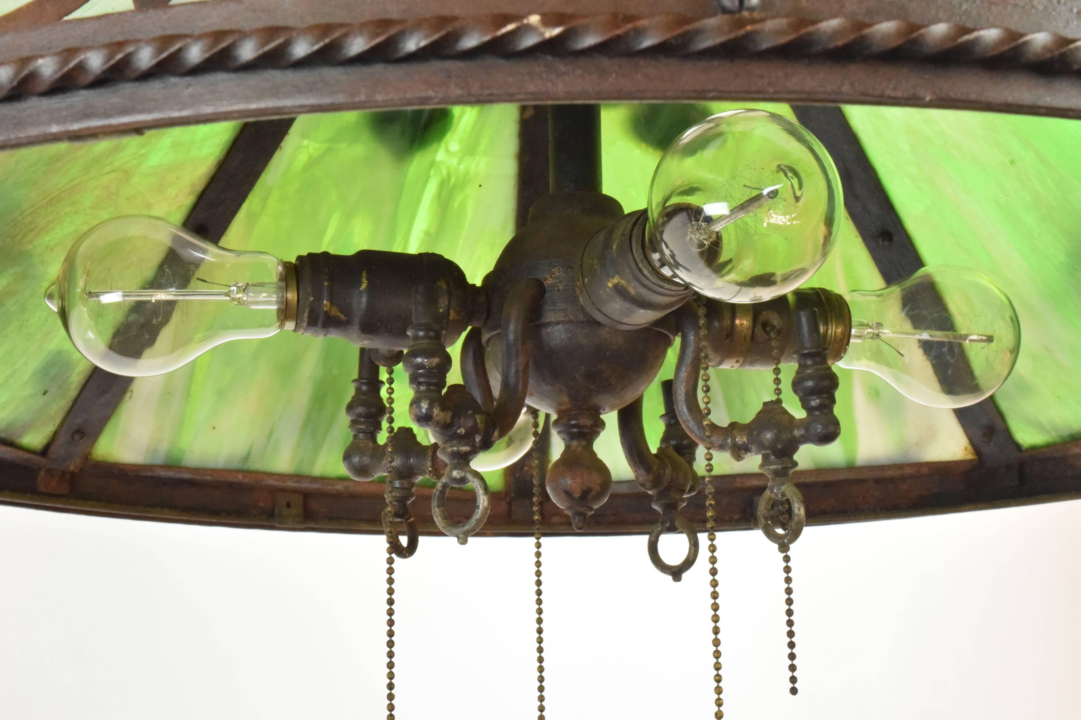 slag glass chandelier