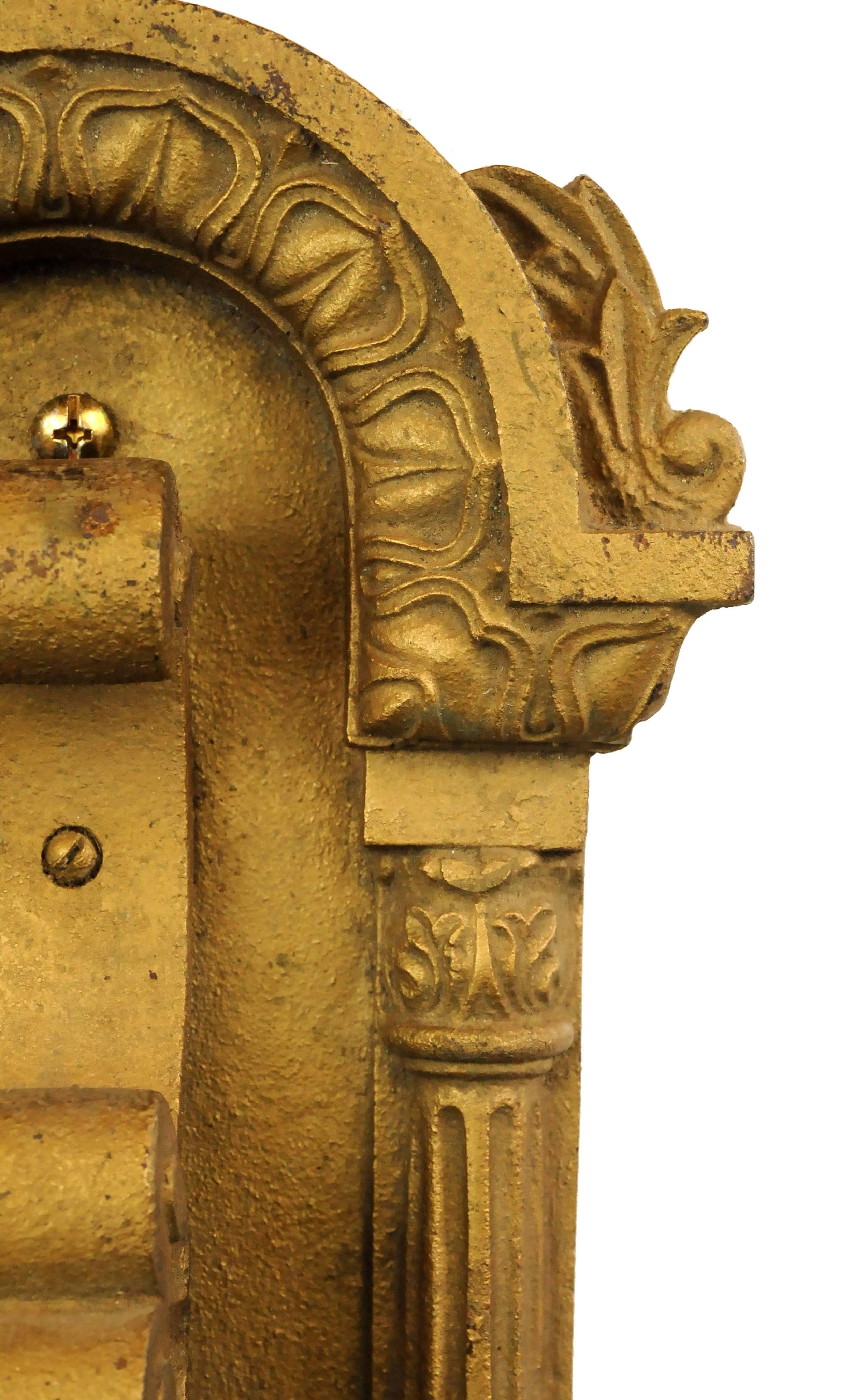 Early 20th Century Two-Arm Cast Iron Sconce, Pair For Sale