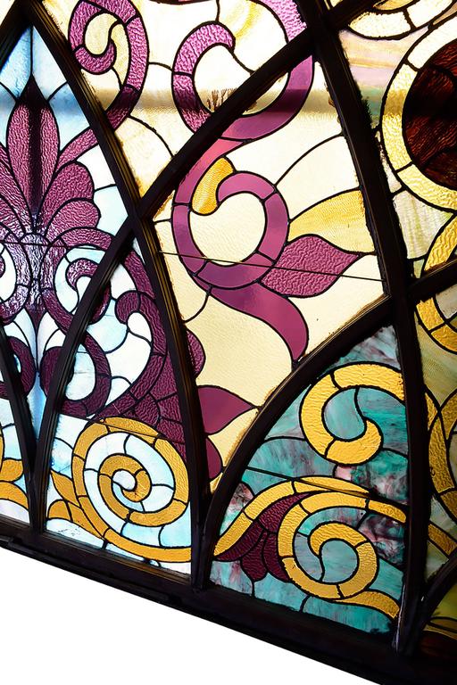 Large Arched Victorian Stained Glass Window At 1stdibs